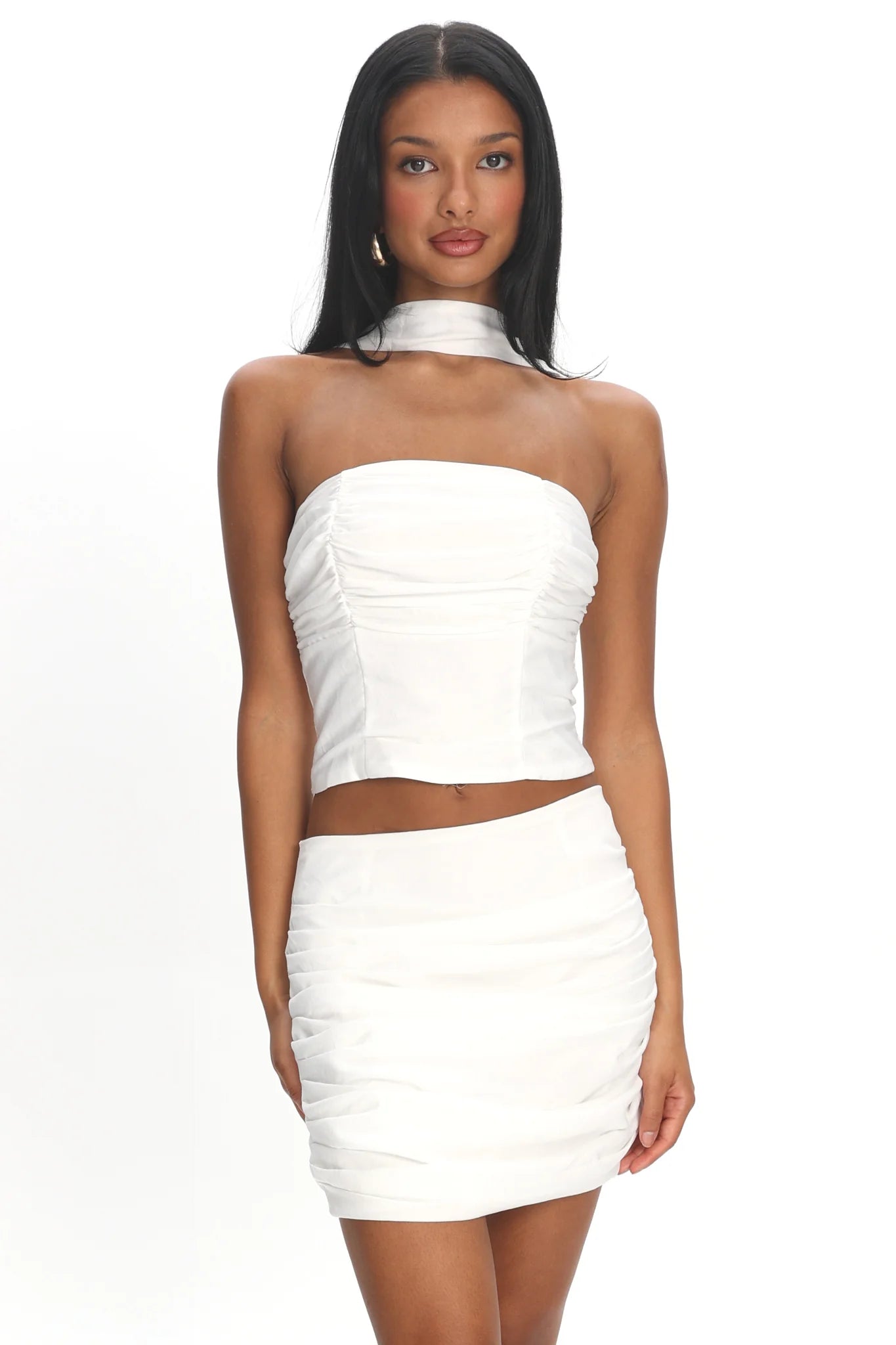 Charise Ruched Mini Skirt Ivory