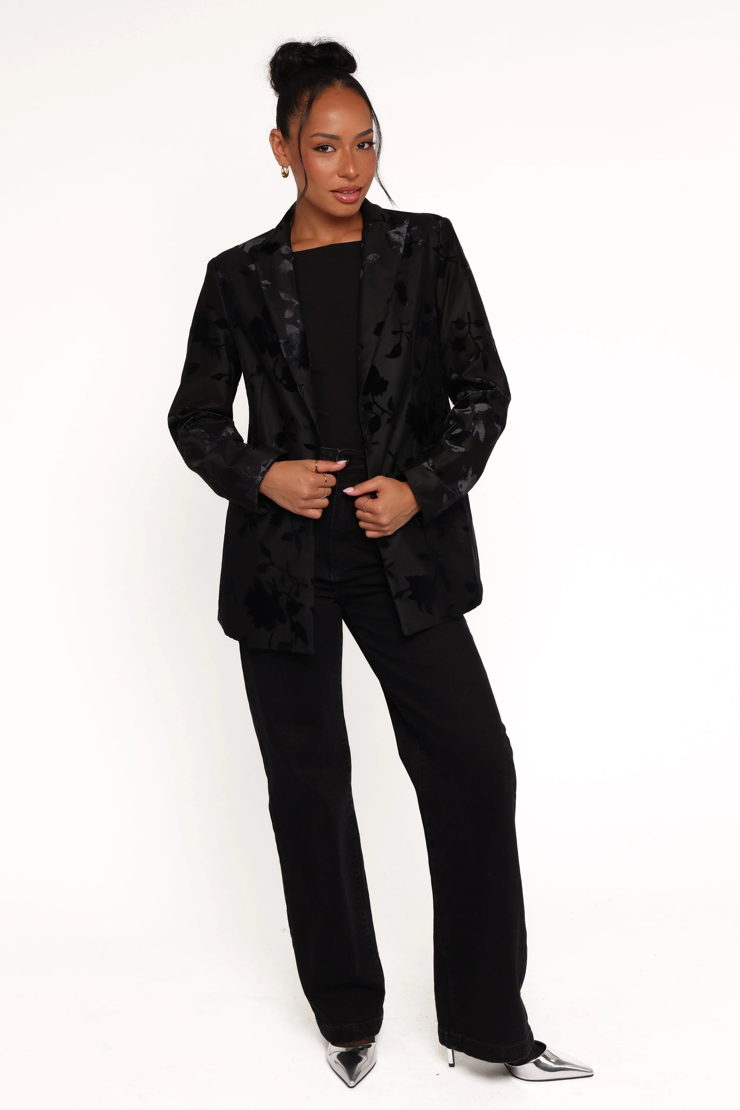 Ollie Burnout Blazer - Black Velvet