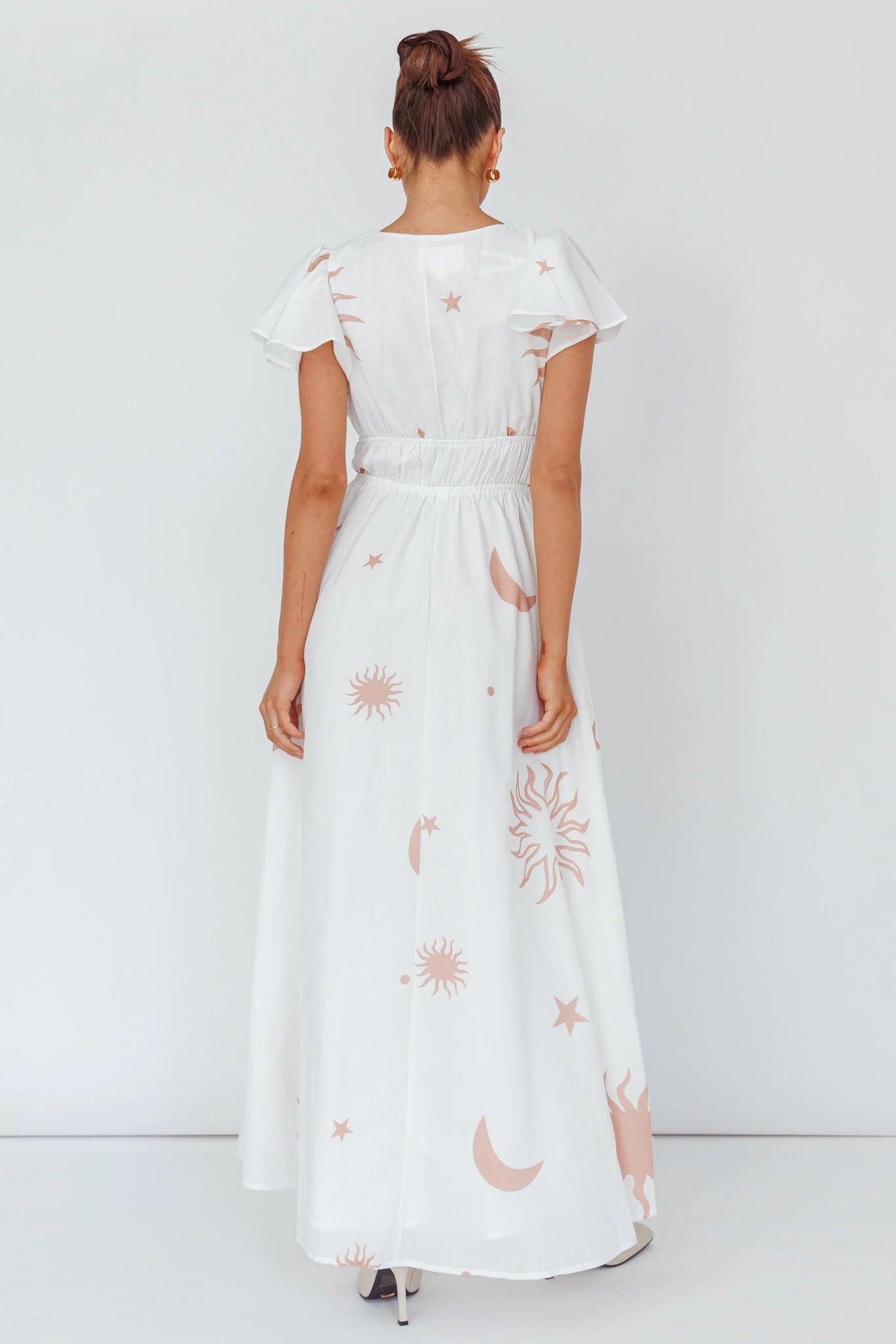 Carnivale Angel Sleeve Maxi Dress White/Beige