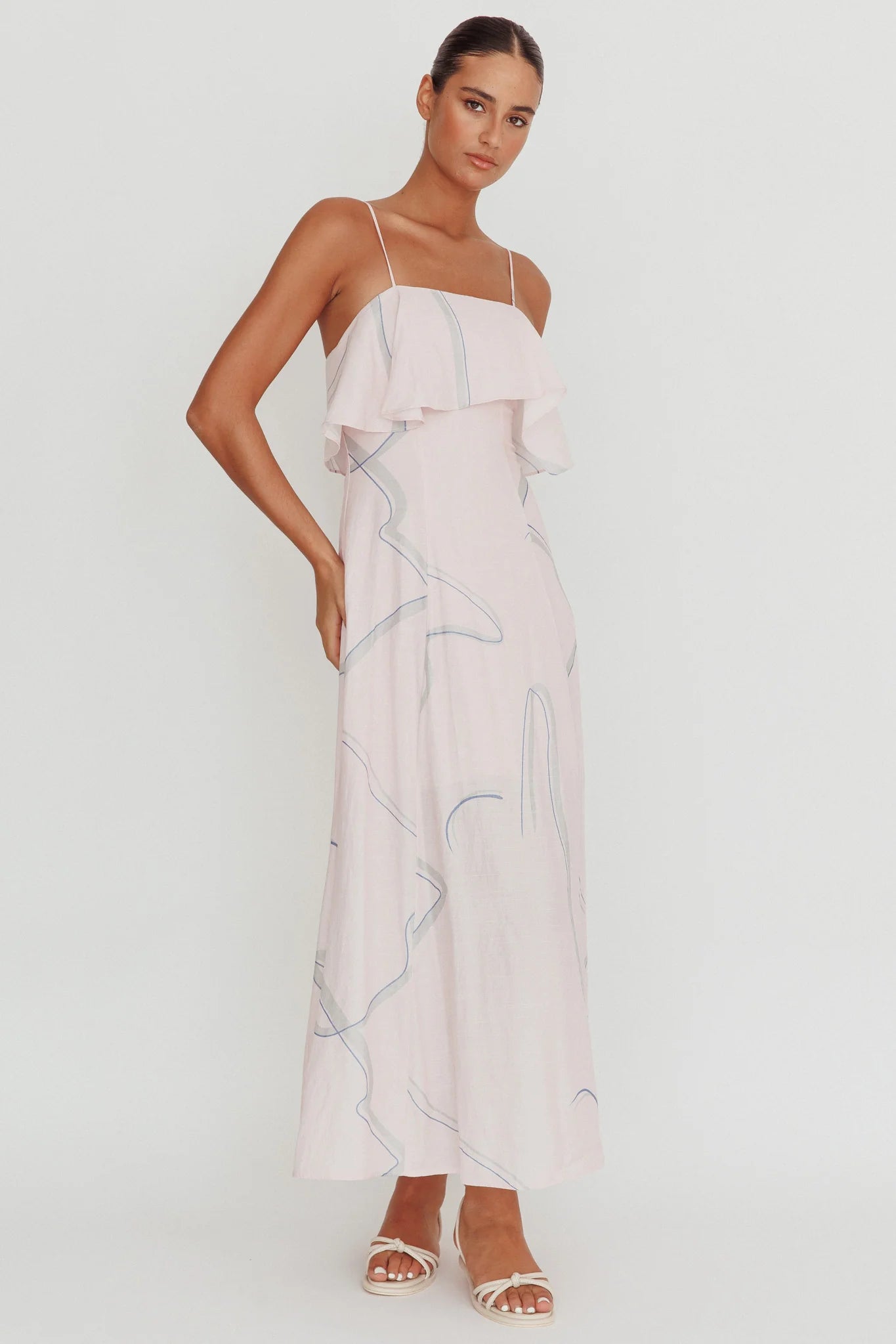 Cressida Line Ruffle Maxi Dress Pink
