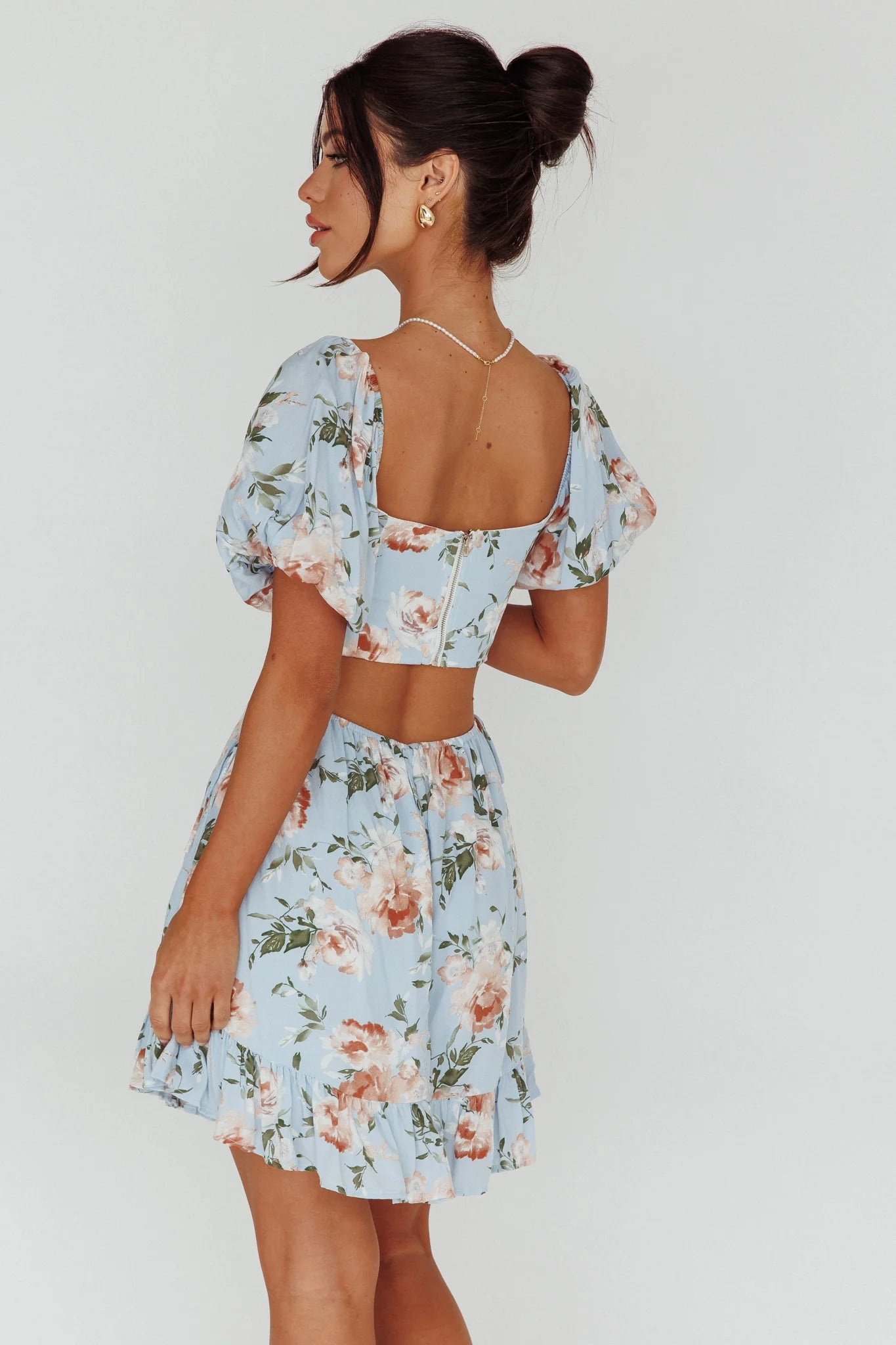 Sweet Romance Cut-Out Mini Dress Blue