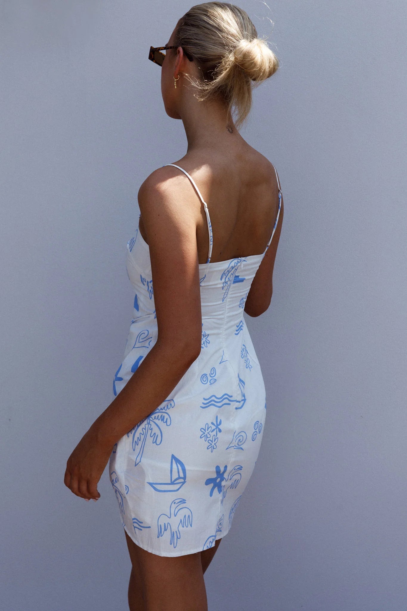 Euro Trip Wrap Mini Dress Nautical White
