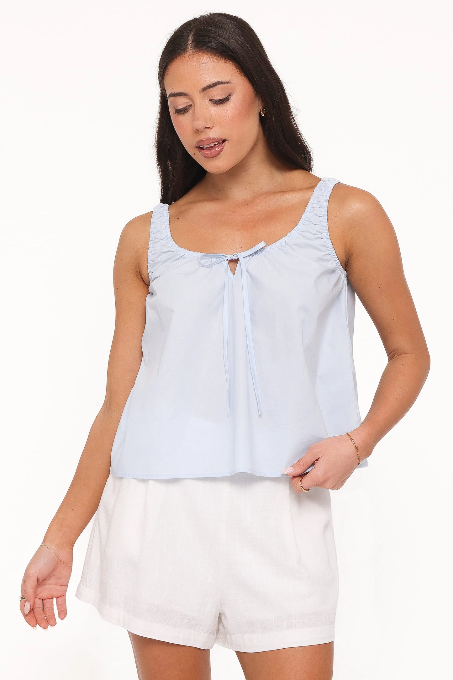 Lawrence Tie Scoop Top - Light Blue