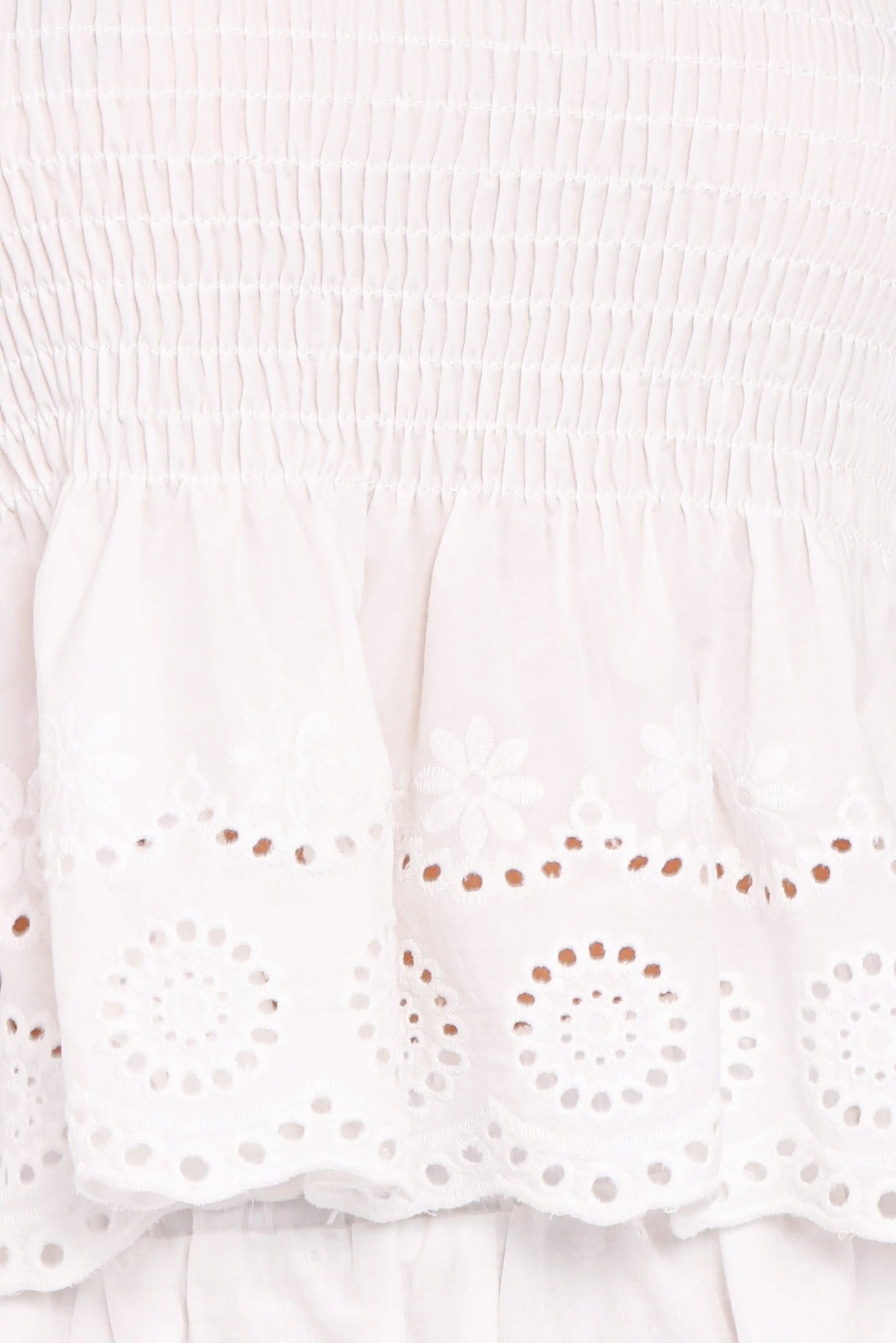 Gretal Smocked Eyelet Top - White
