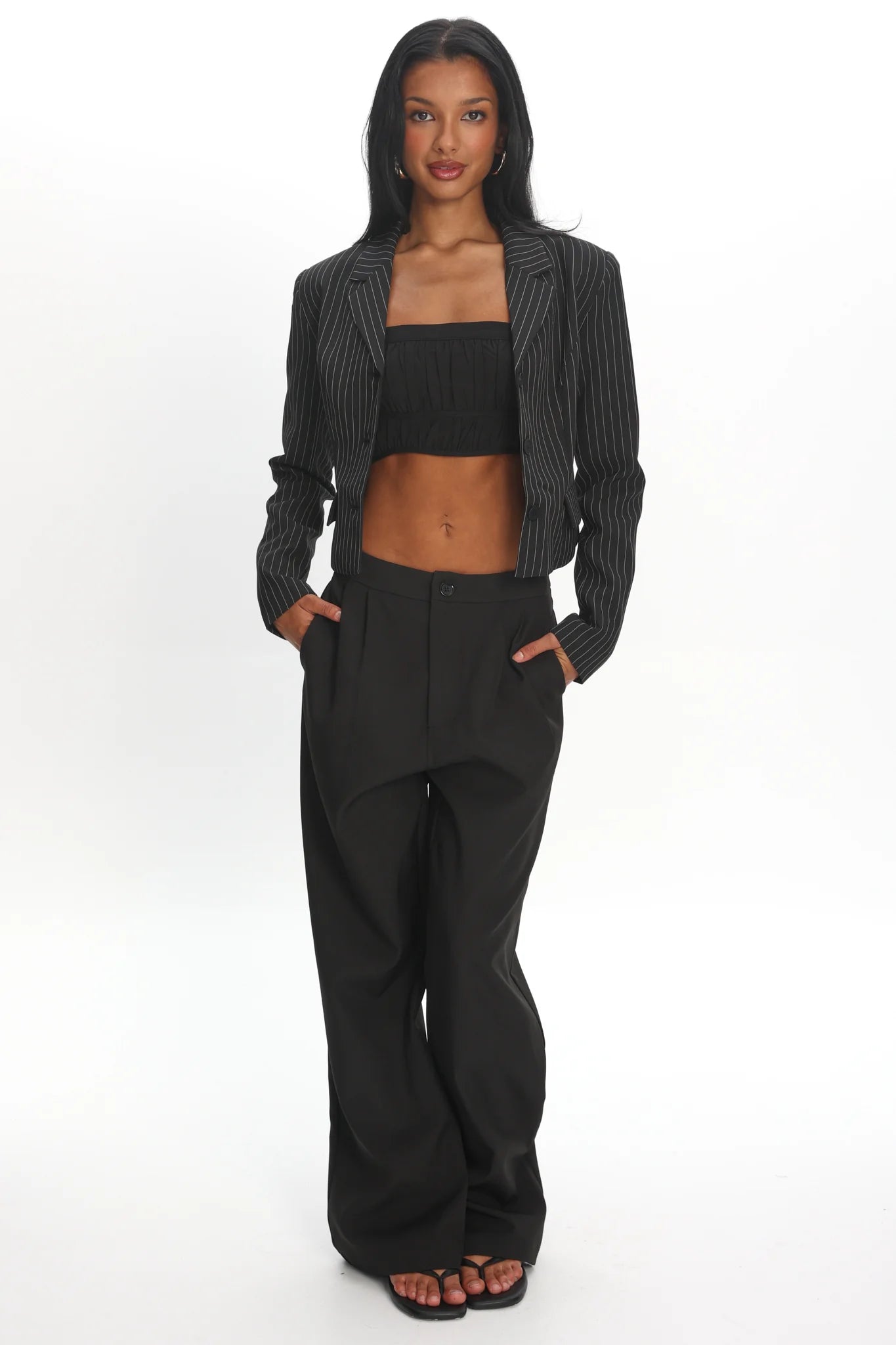 LIONESS Lune Blazer Onyx Pinstripe