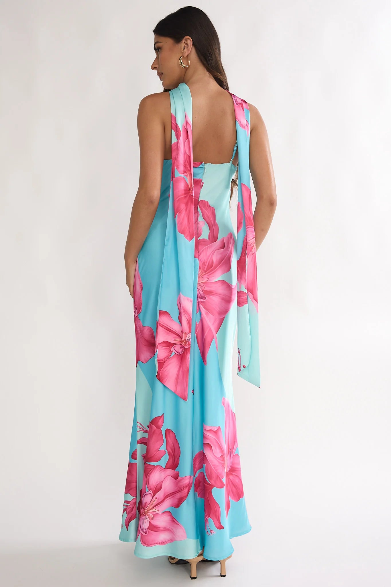 Risha Scarf Maxi Dress Lily Hot Pink