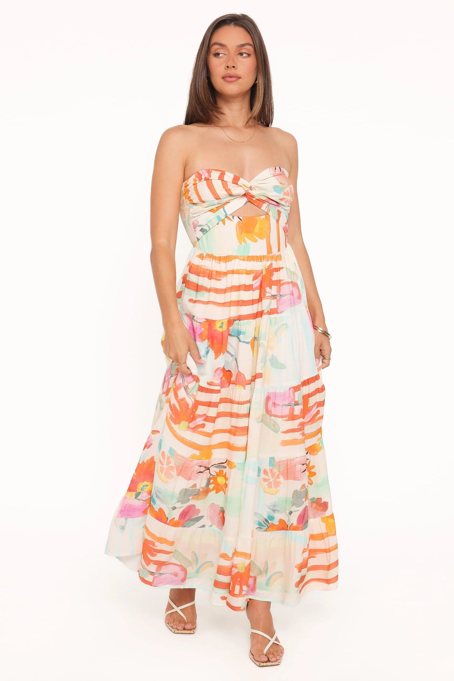 Sitara Strapless Midi Dress - Blue Alfresco Floral