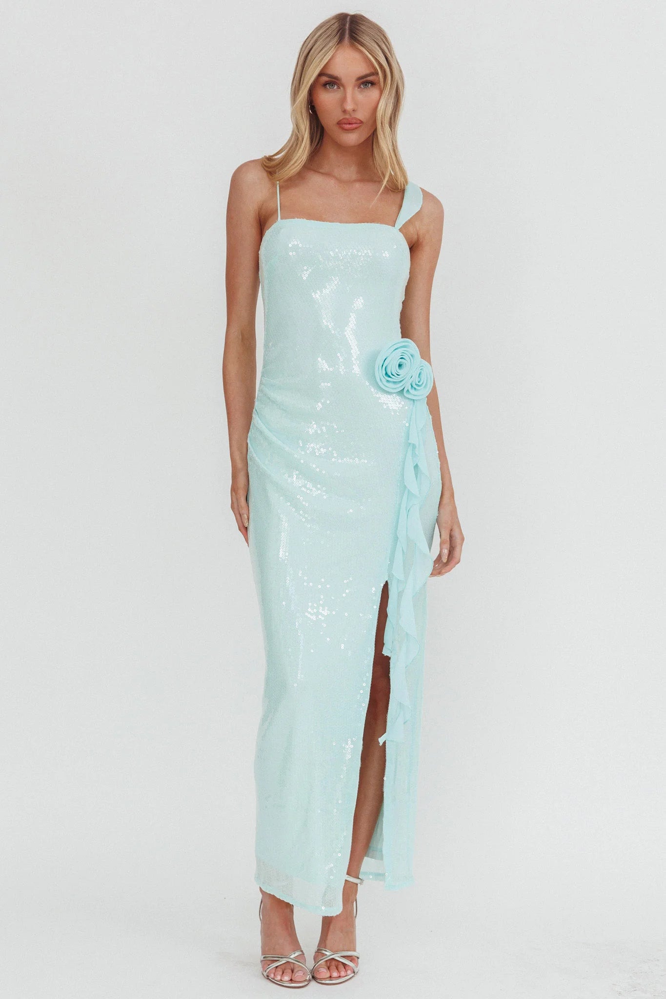 She Glows Cami Strap Sequin Maxi Dress Mint