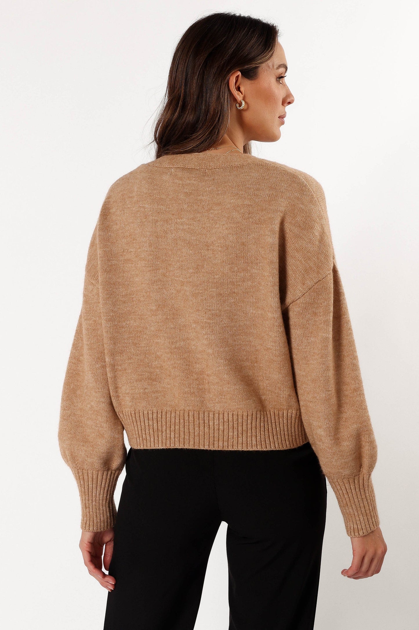 Isabel Button Front Cardigan - Beige