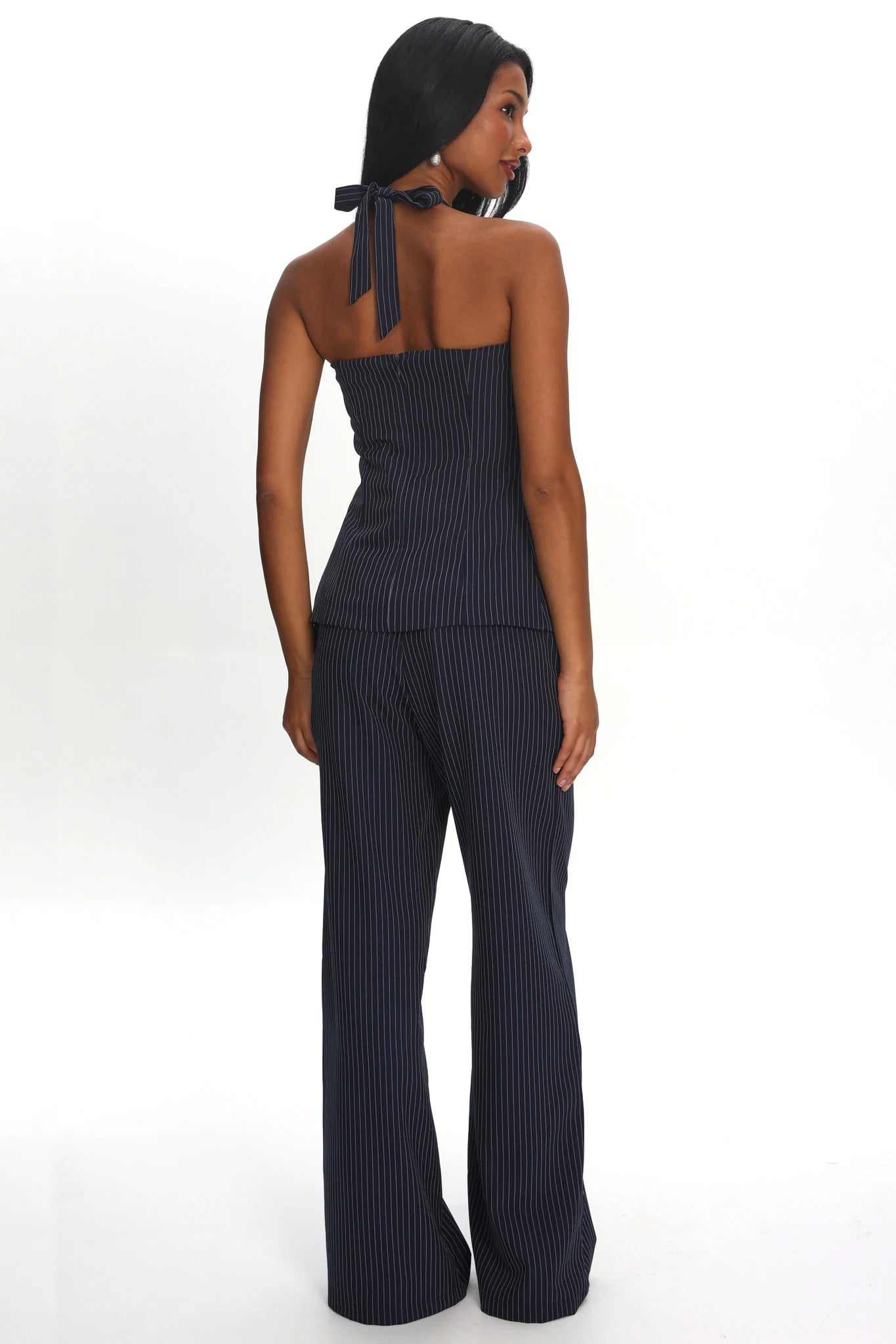 Renee Wide Leg Pants Pinstripe Navy