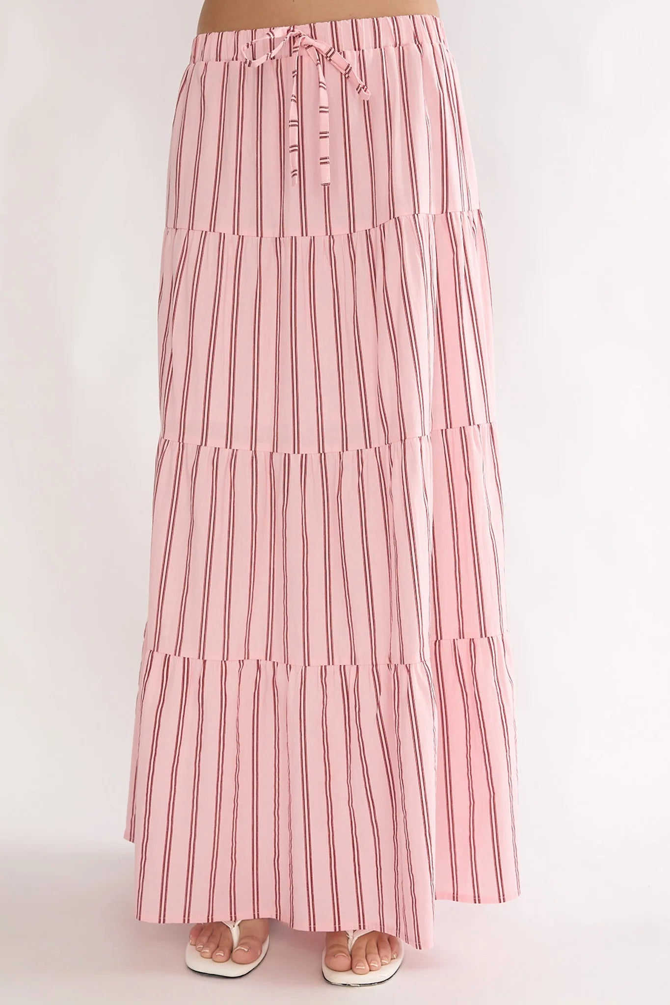 Under The Moons A-Line Maxi Skirt Stripe Pink
