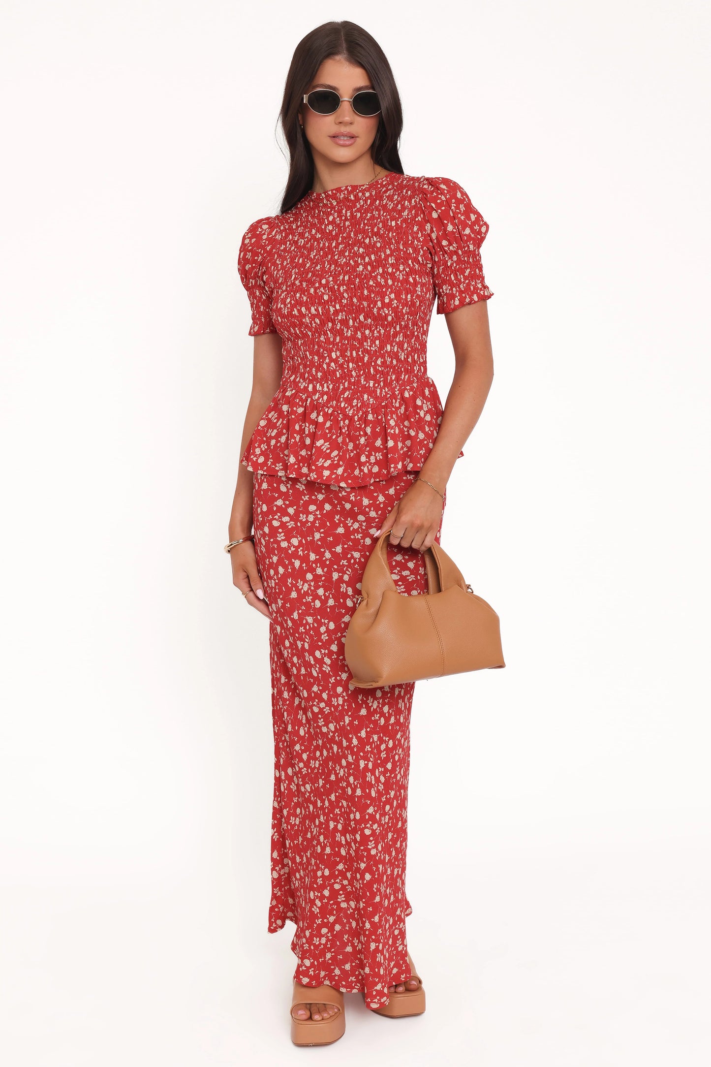 Zoella Peplum Top - Red Floral