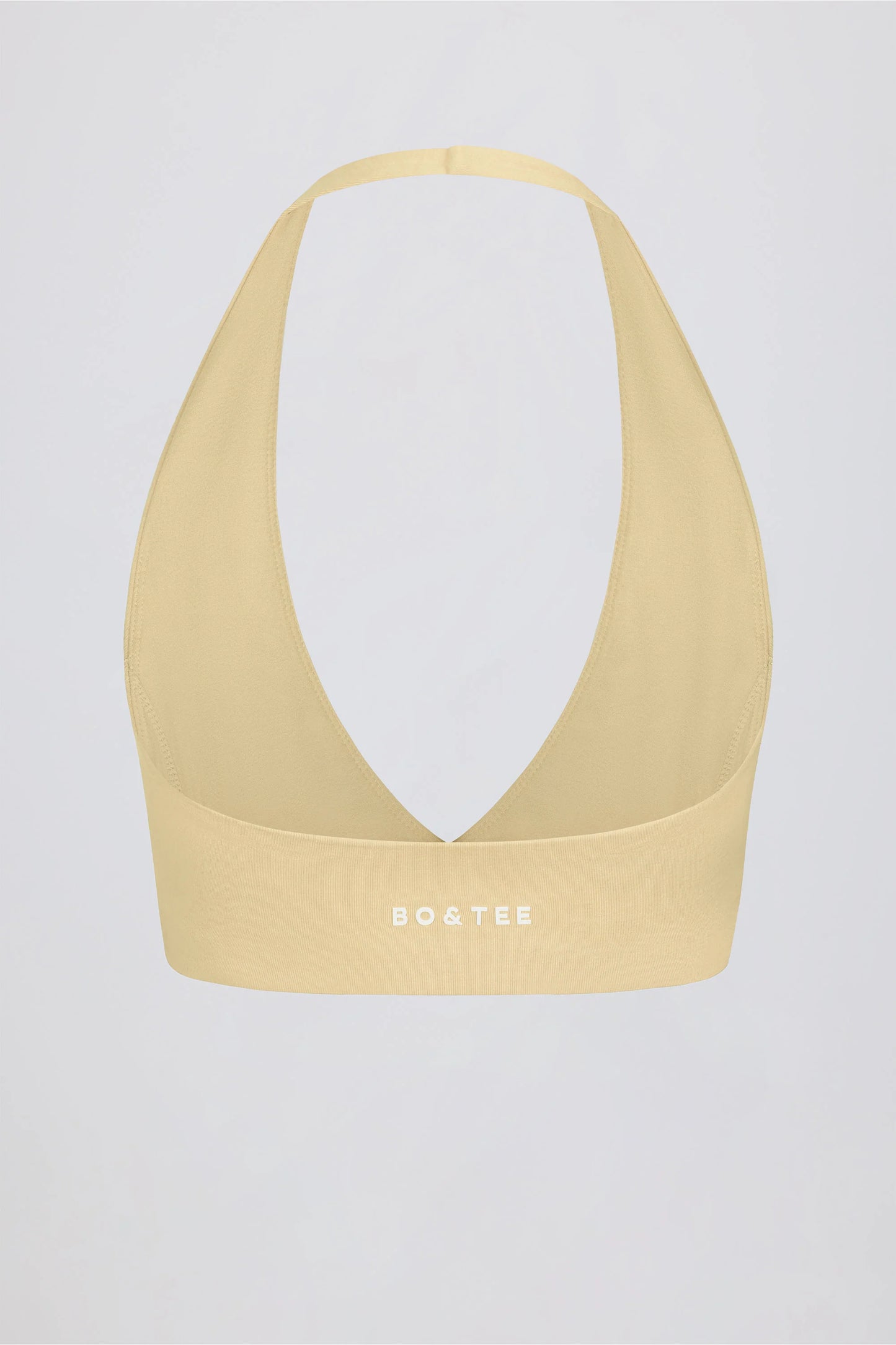 Brushed Jersey V-Neck Sports Bra in Lemon Marl