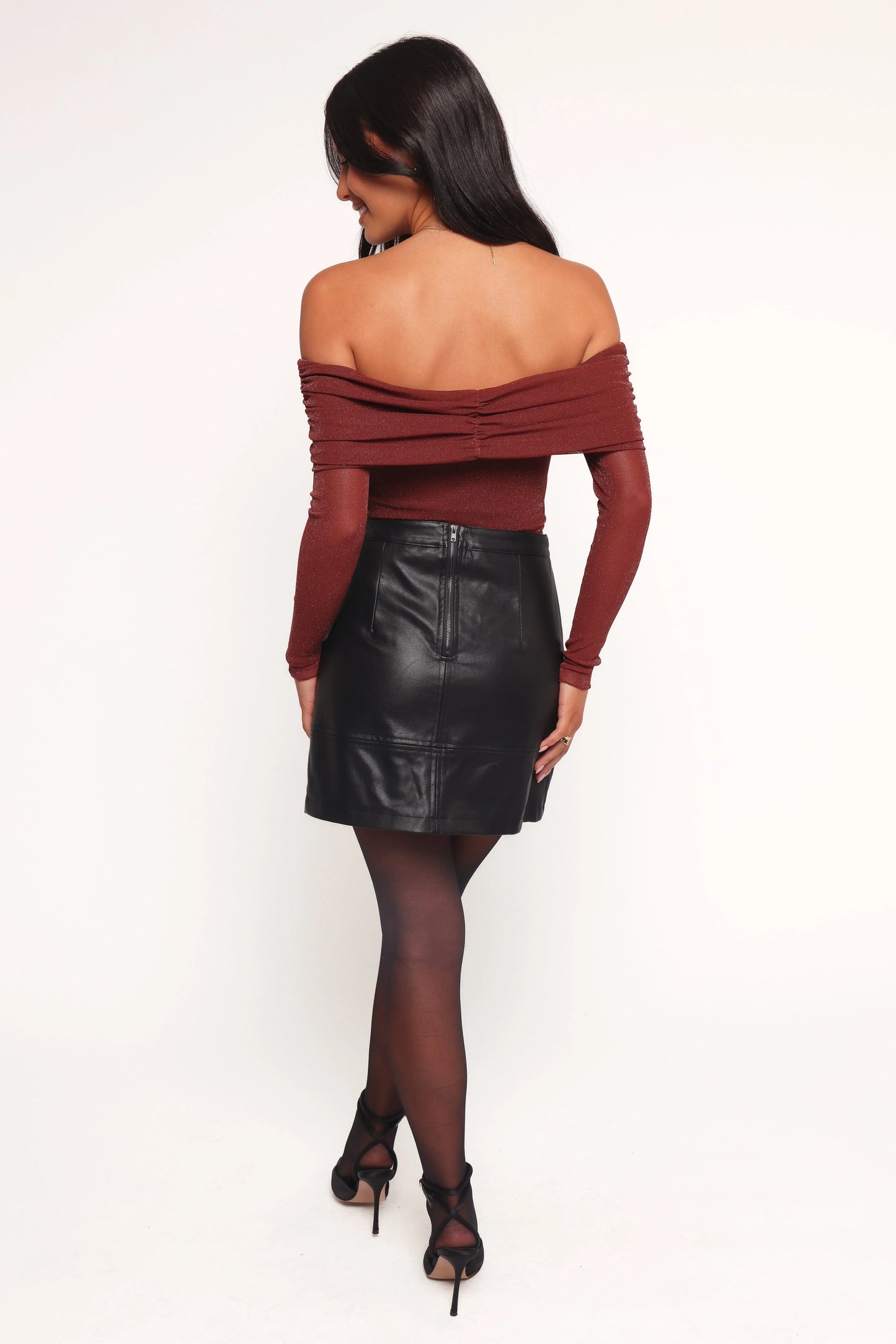 Raya Off Shoulder Top - Merlot