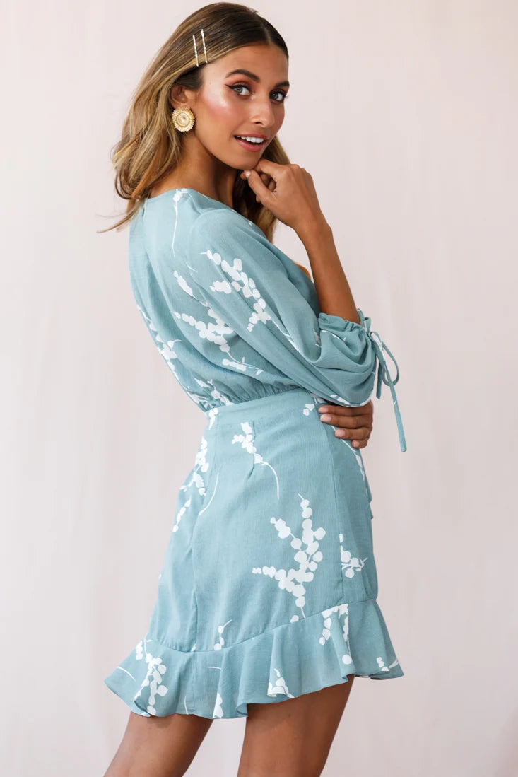 Stavroulla Tie-Front Three Quarter Sleeve Dress Sage