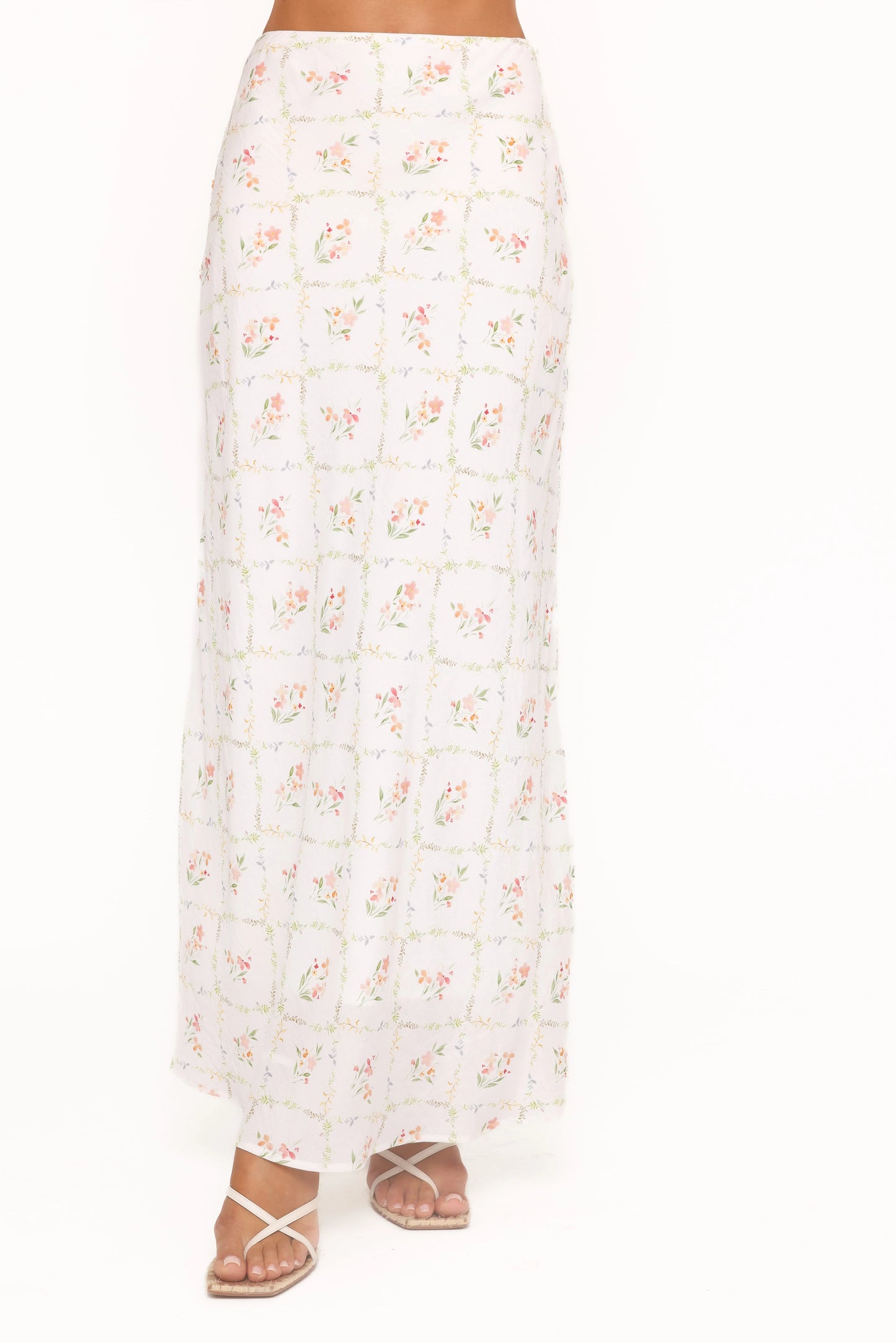 Steele Bias Maxi Skirt - White Vintage Floral