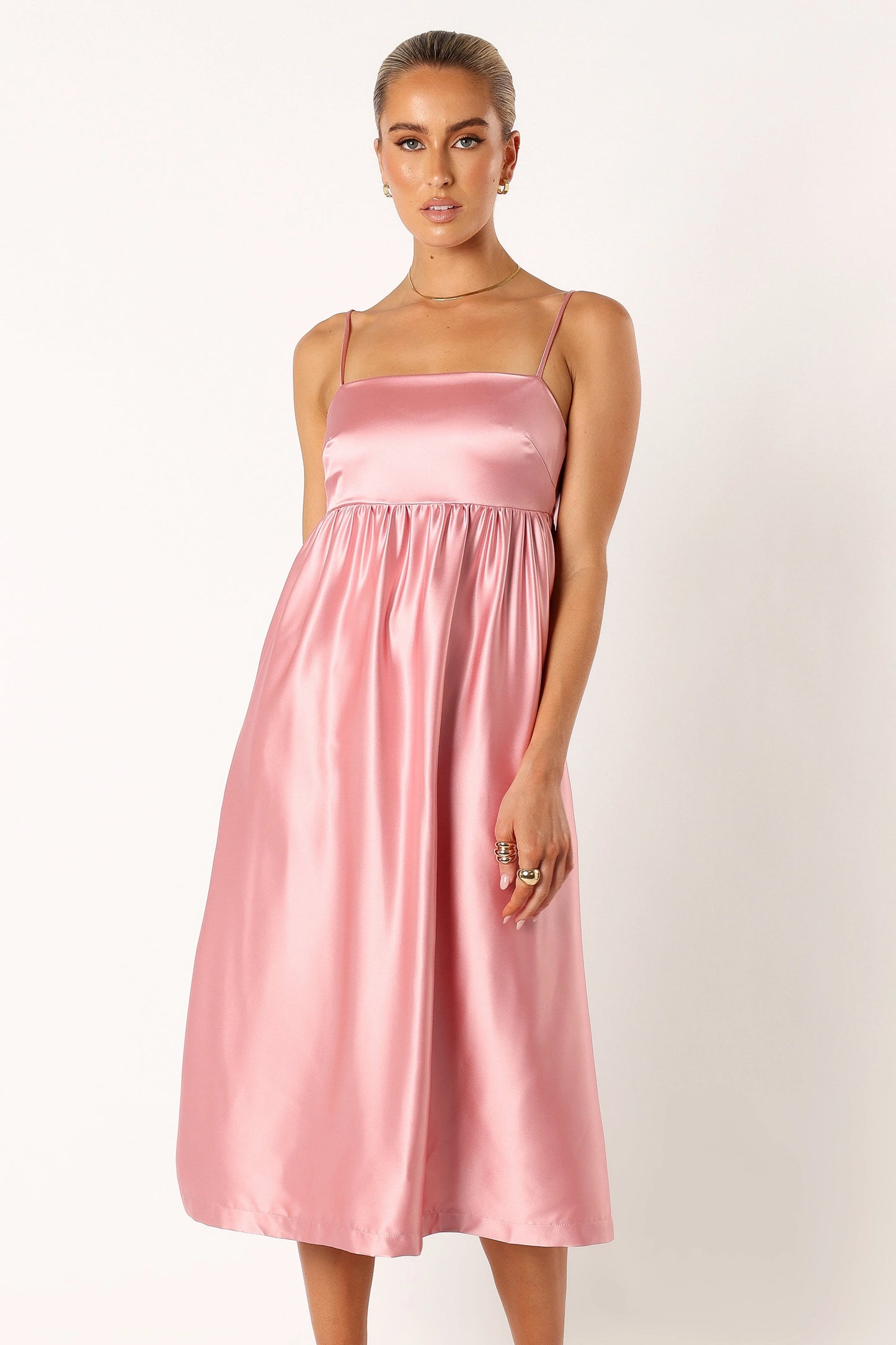 Teagan Bow Back Midi Dress - Soft Pink