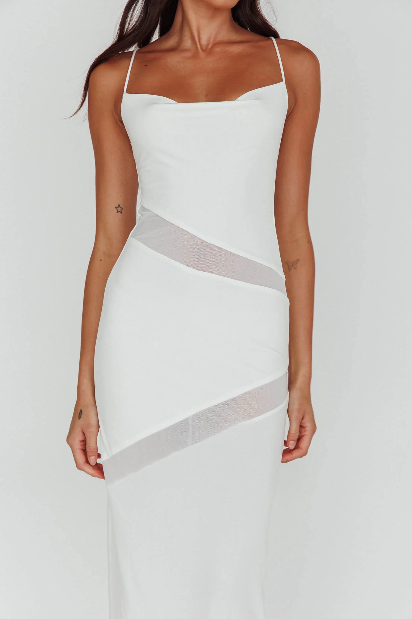 Sun Kissed Cowl Tied Back Maxi Dress White