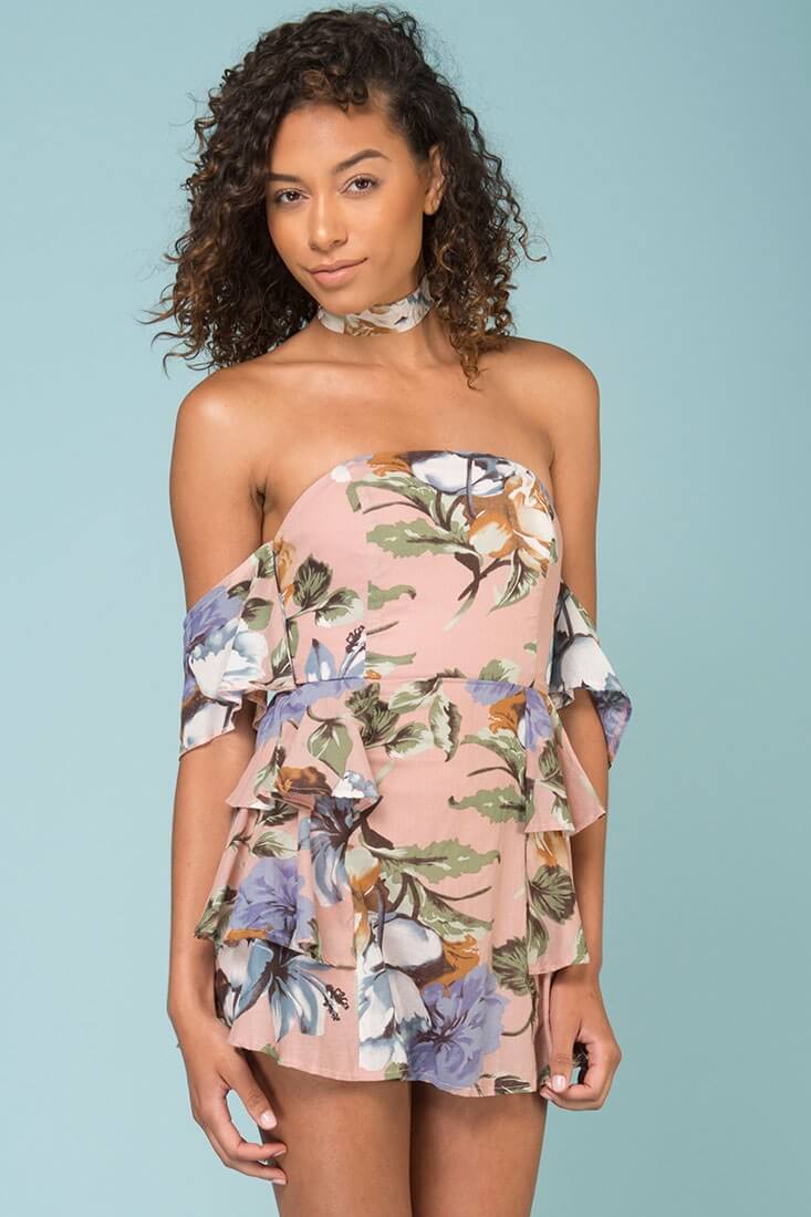 Cyan Ruffle Skirt Tea Party Dress Pink