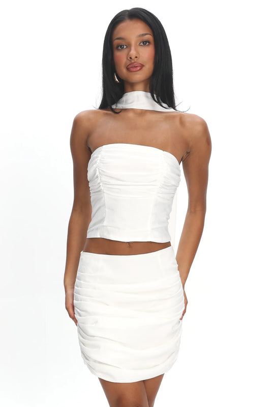 Charise Strapless Neck Tie Top Ivory