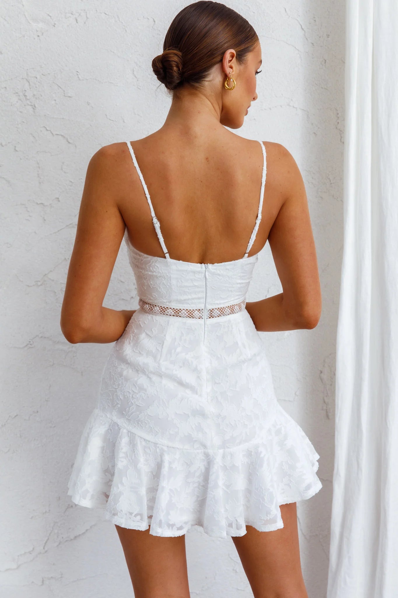 Surabaya Twist Bust Textured Mini Dress White