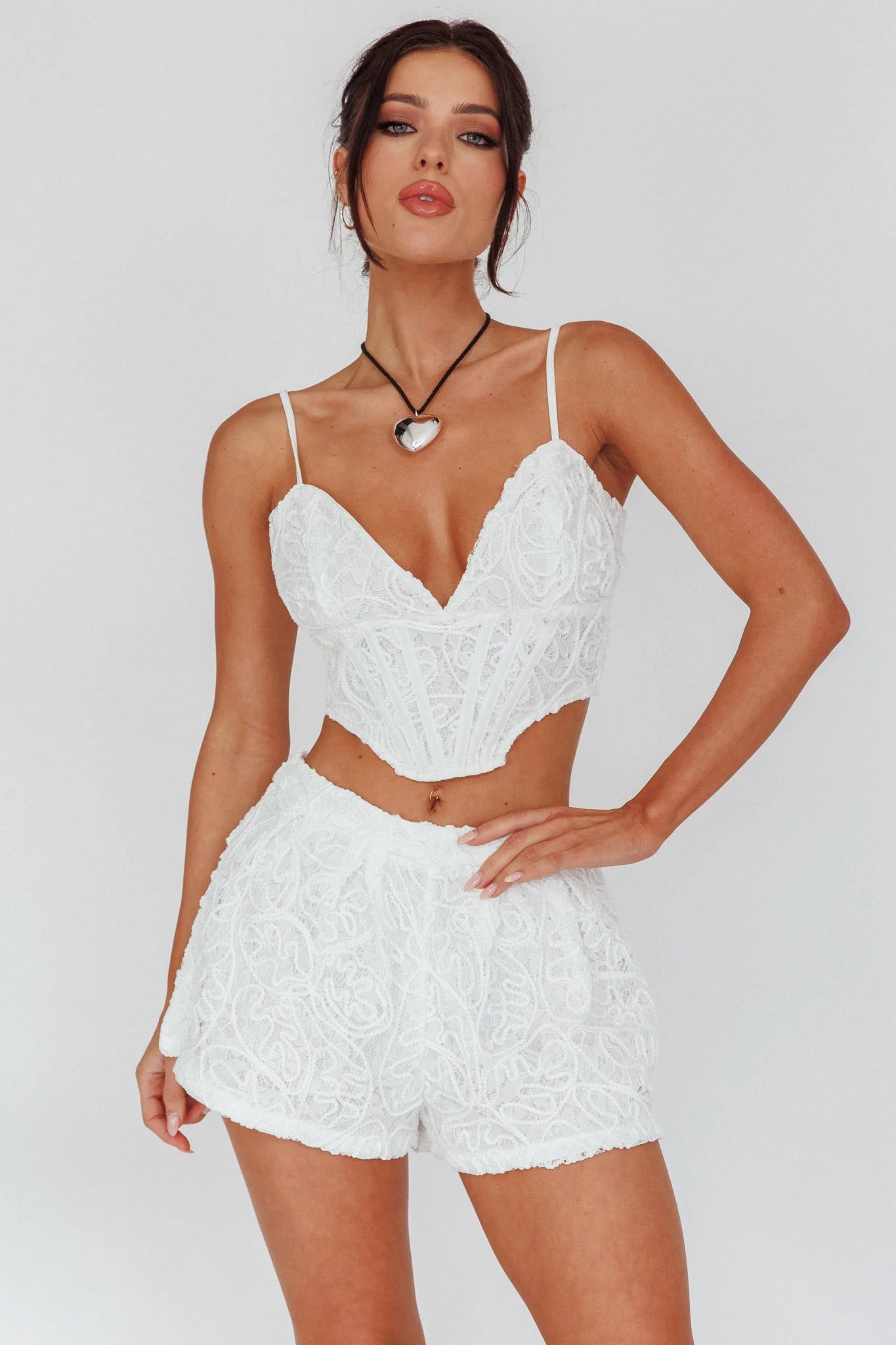 Staycation Lace Shorts White