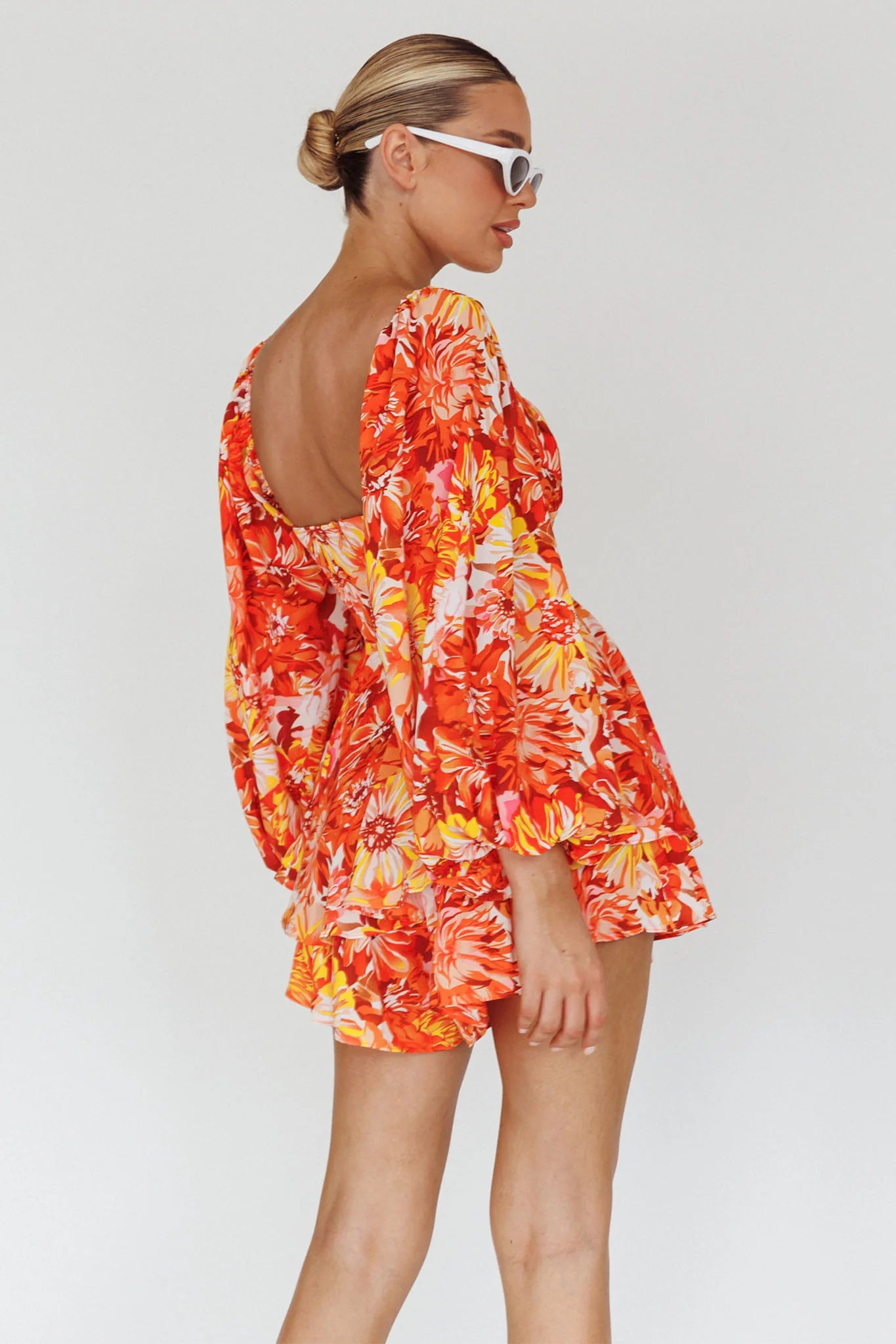 Evanice Shirred Waist Romper Floral Yellow