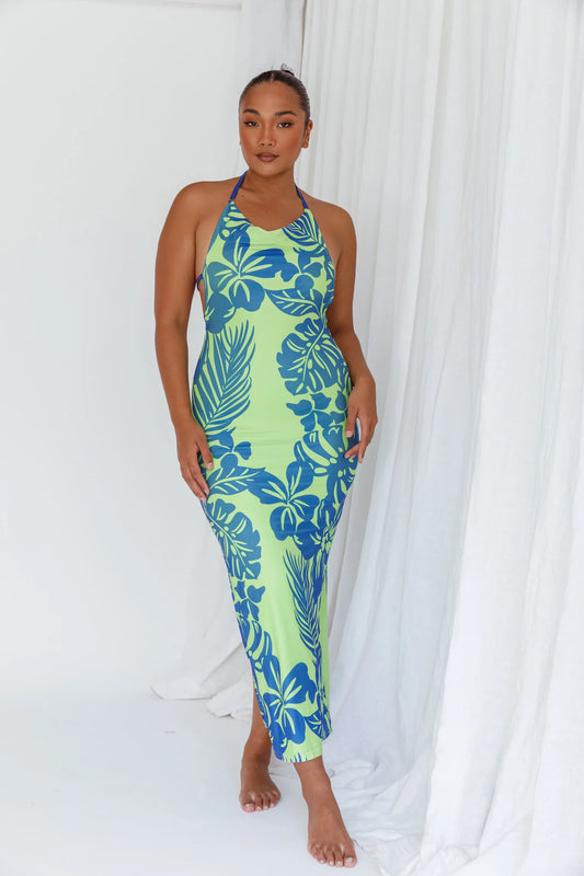 Fiji Feeling Midi Dress Tropical Kiwi
