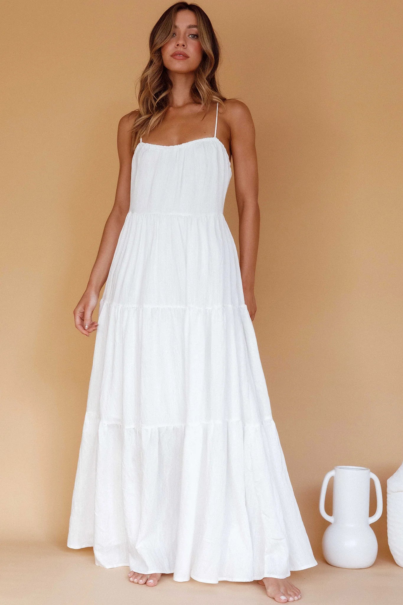 Bora Bora Tied Back Maxi Dress White