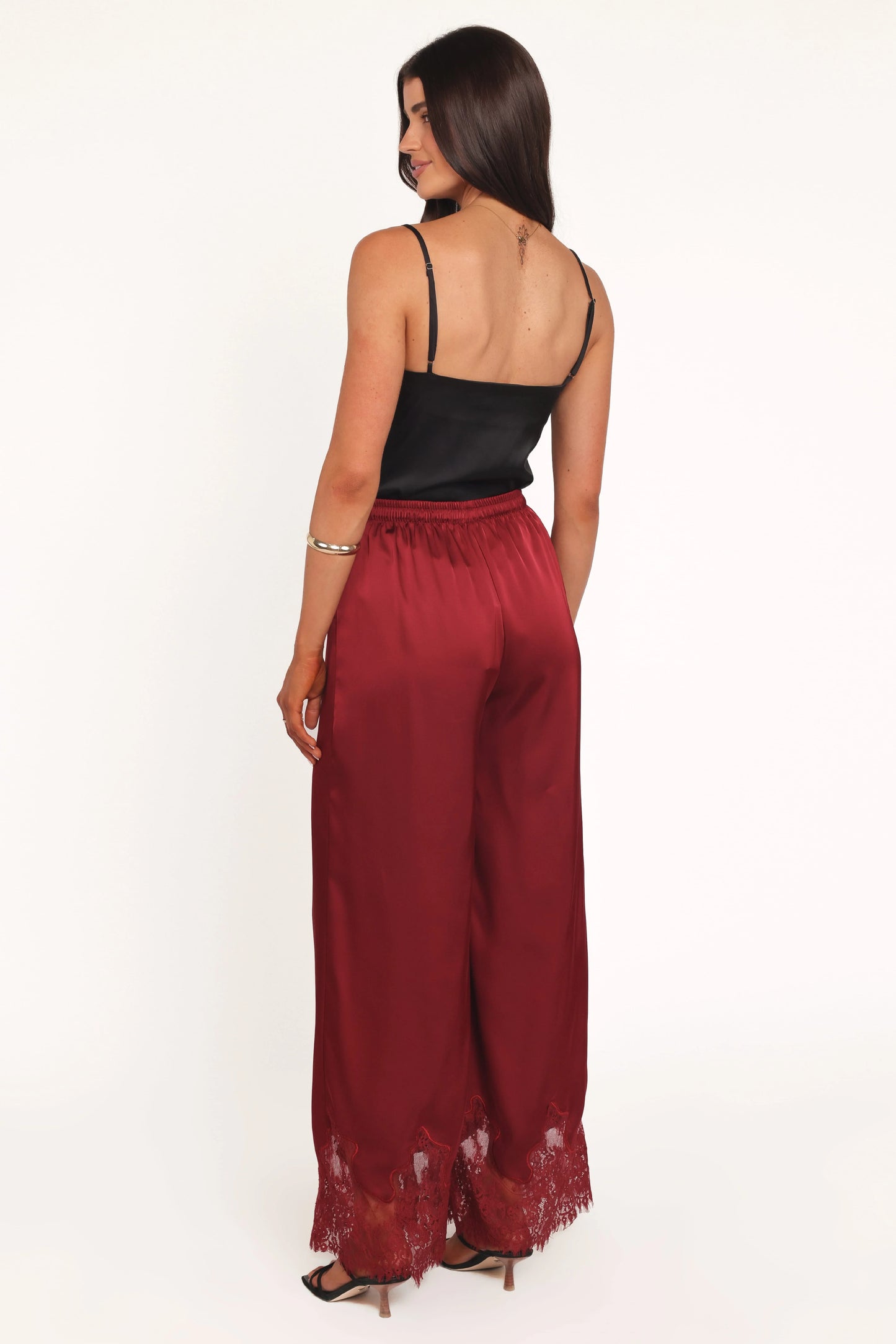 Viola Drawstring Wide Leg Pant - Wine