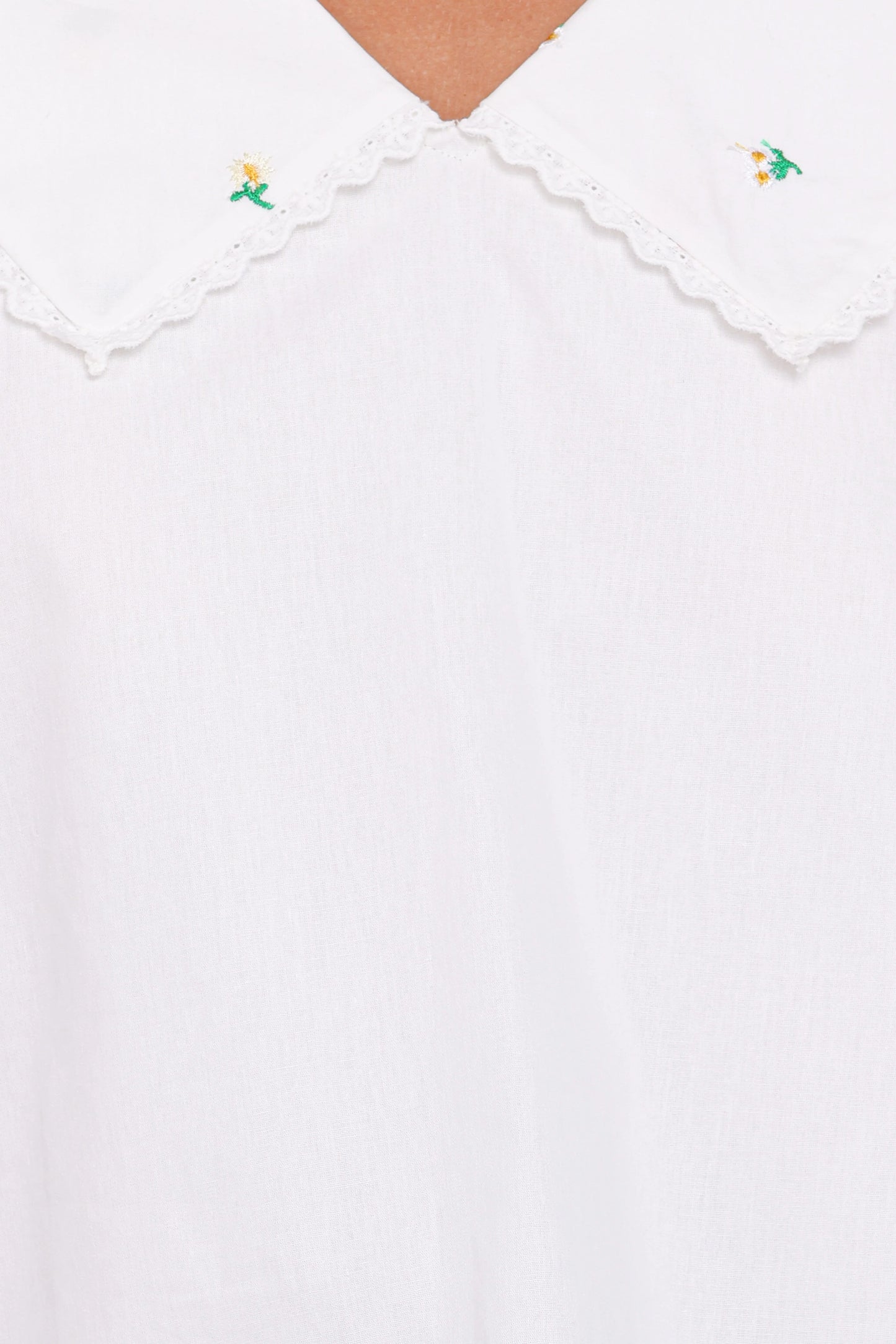 Kenna Embroidered Long Sleeve Top - White Floral