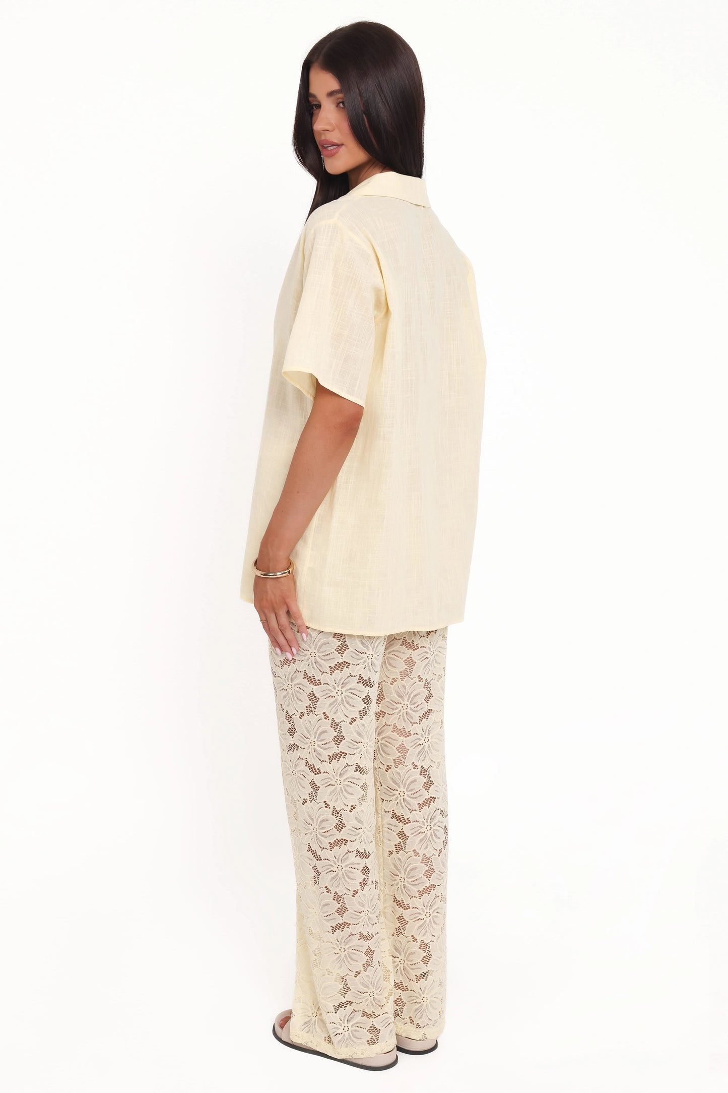 Mindy Lace Pant Set - Yellow