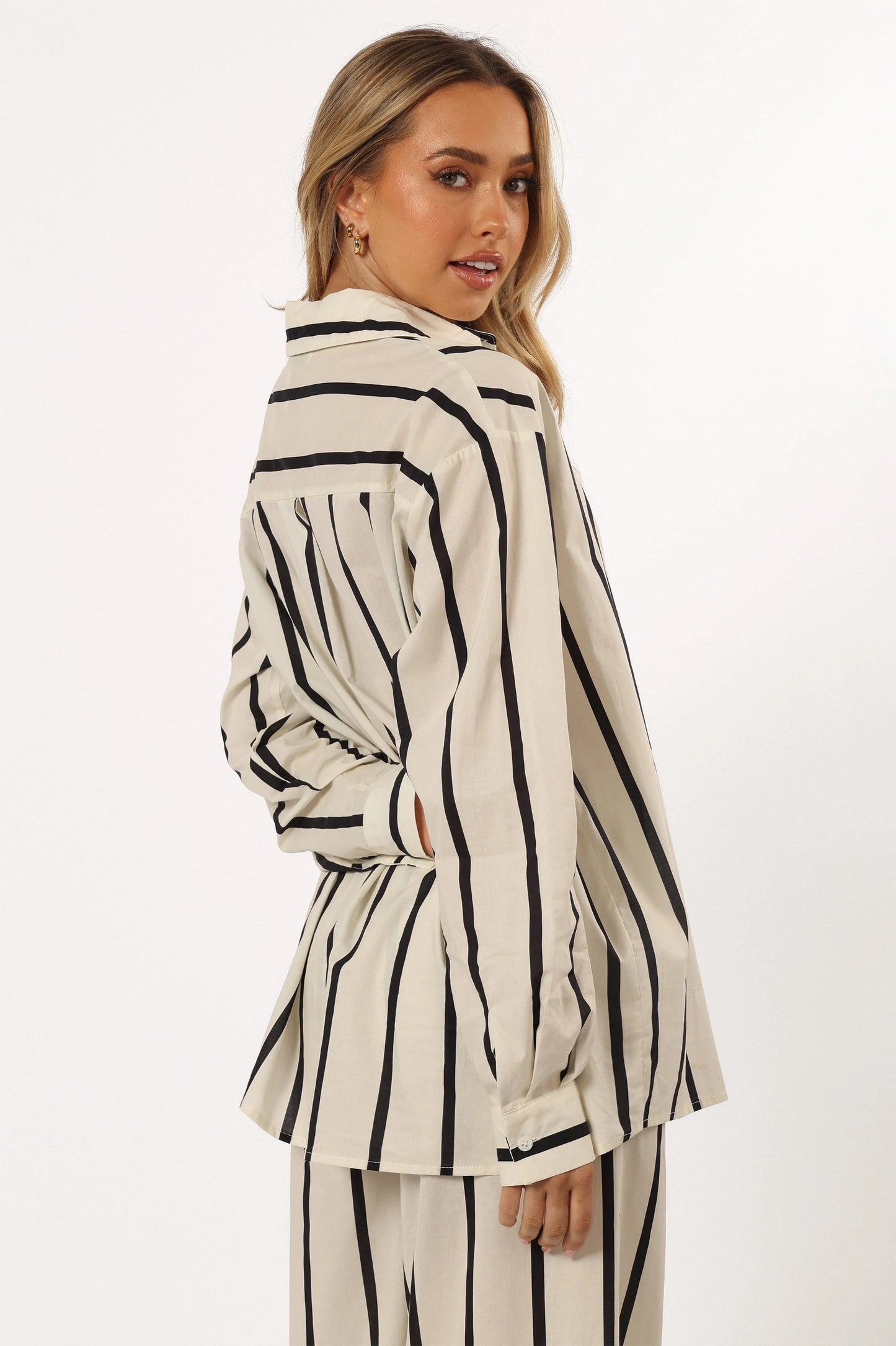 Silvia Button Down Shirt - Cream Stripe