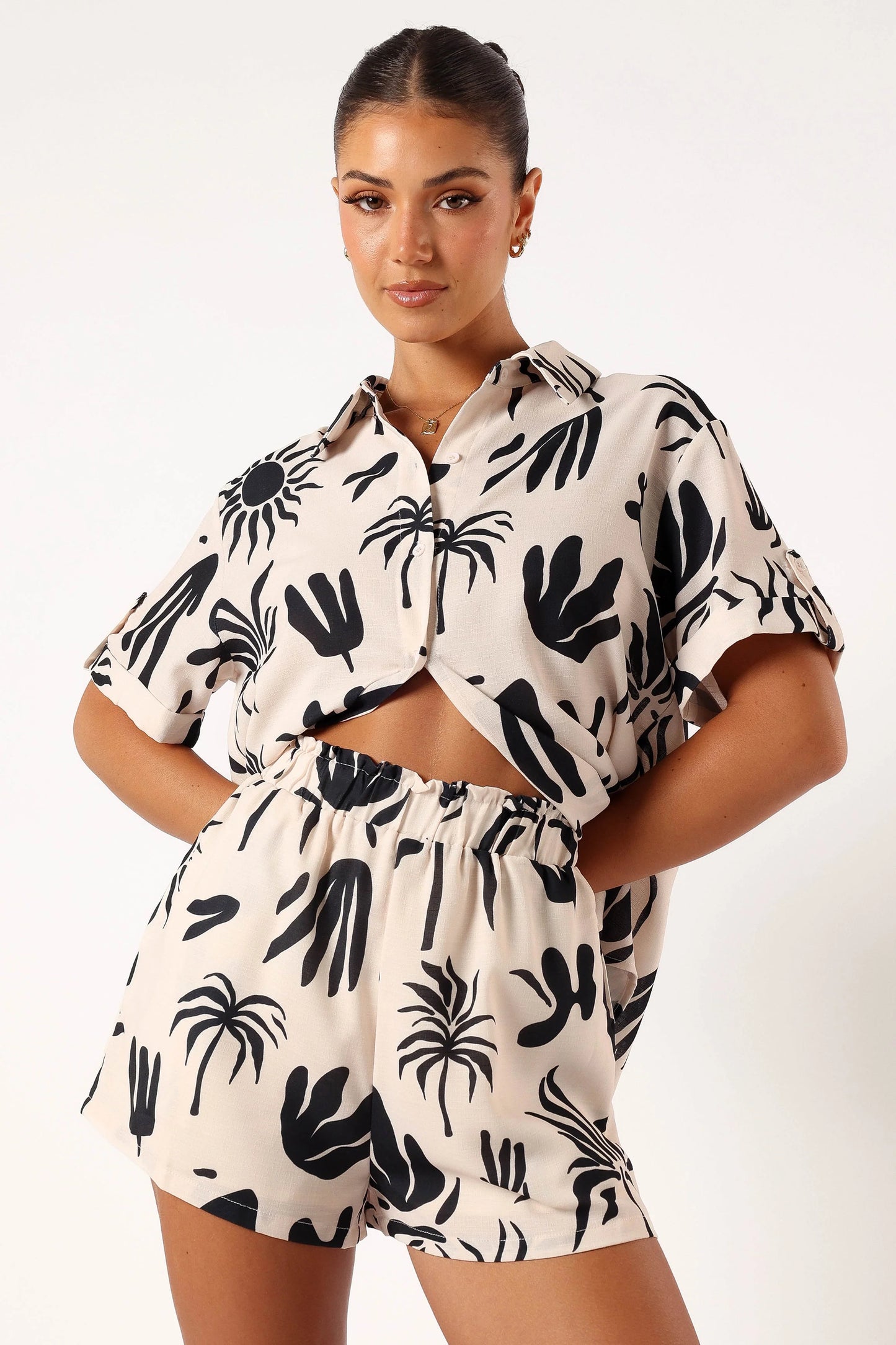 Sawyer Short Sleeve Shirt - Beige Black