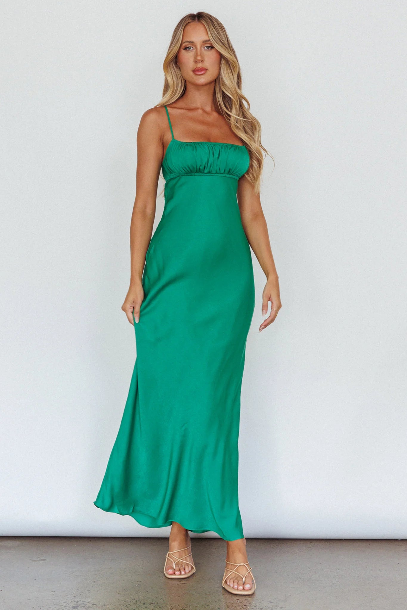From Above V-Back Midi Dress Forest Green