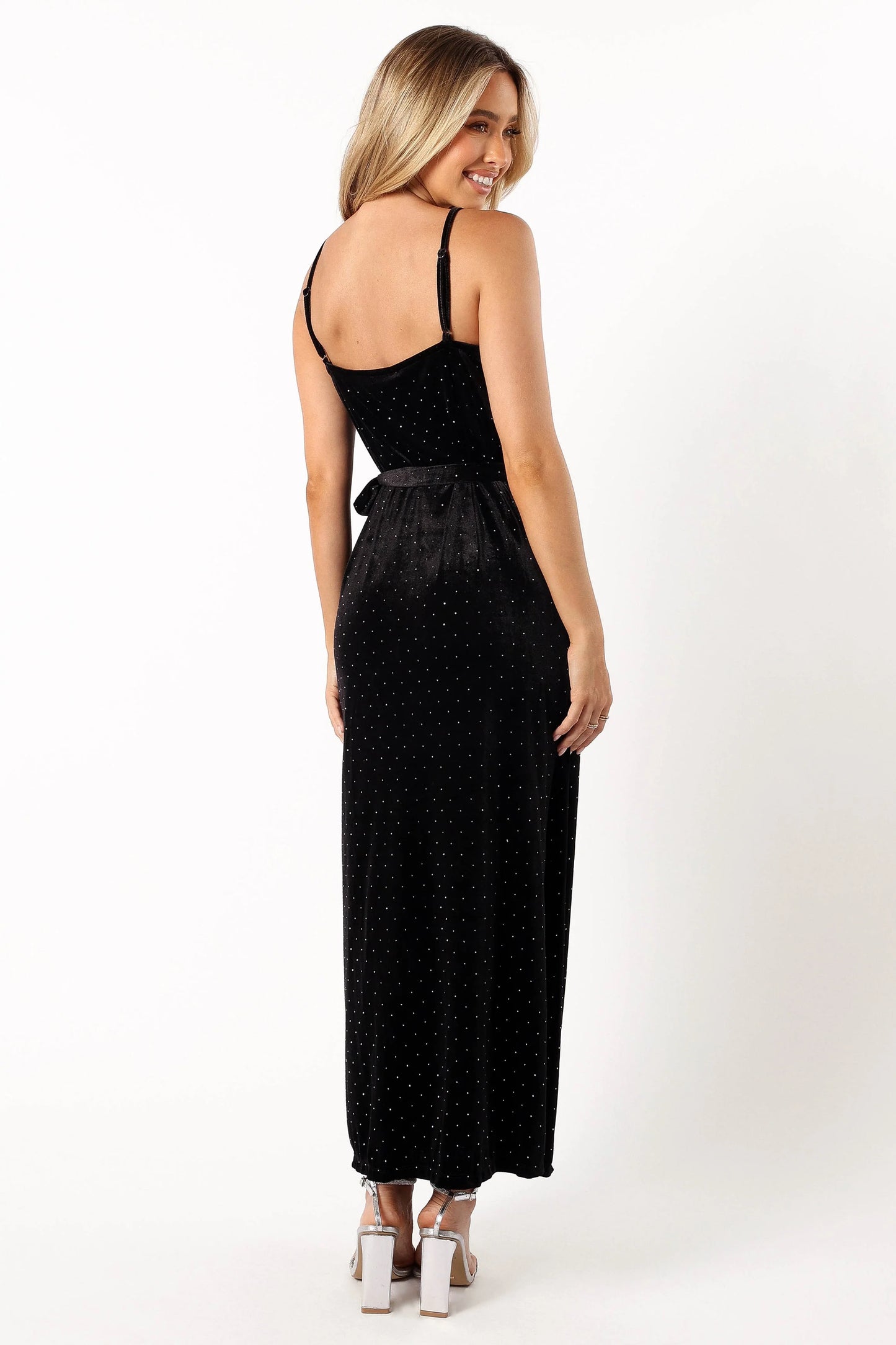 Renarde Wrap Velvet Midi Dress - Black