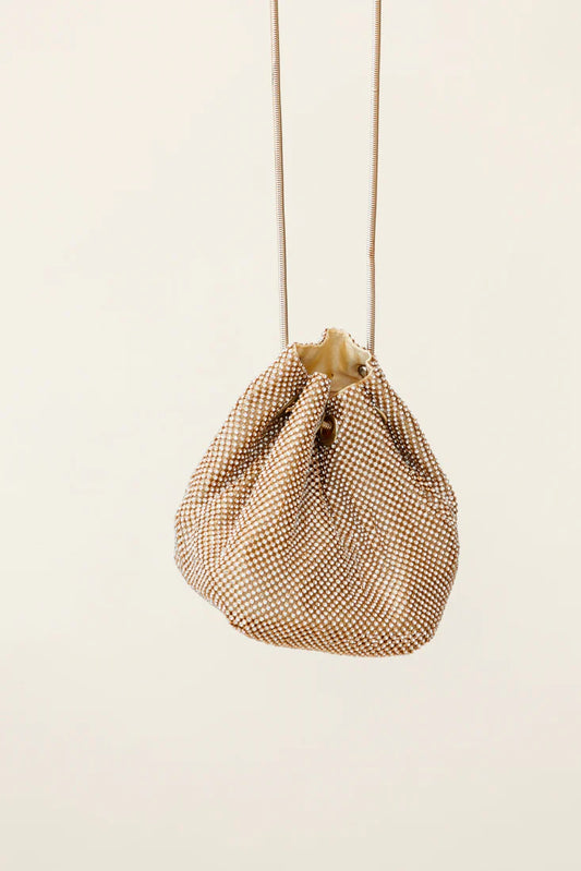 Own The Night Diamante Mesh Bag Gold