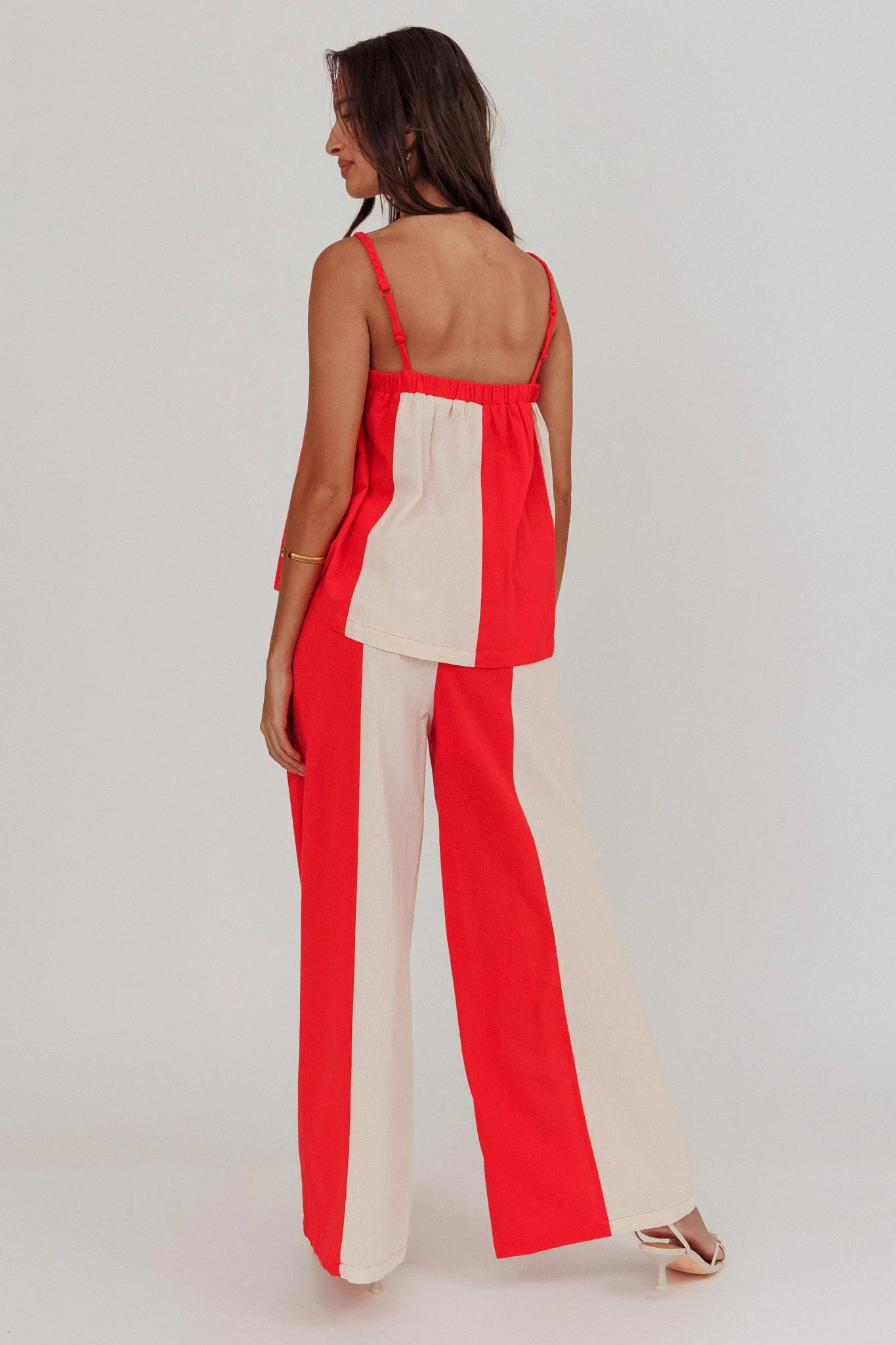 Dream Girl Contrast Wide Leg Pant Tomato Red