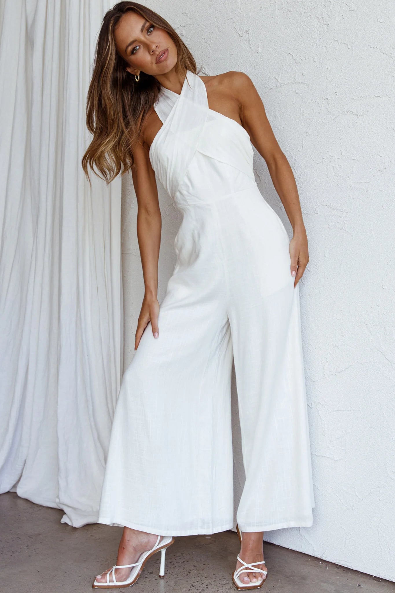 Stars Align Halterneck Jumpsuit White