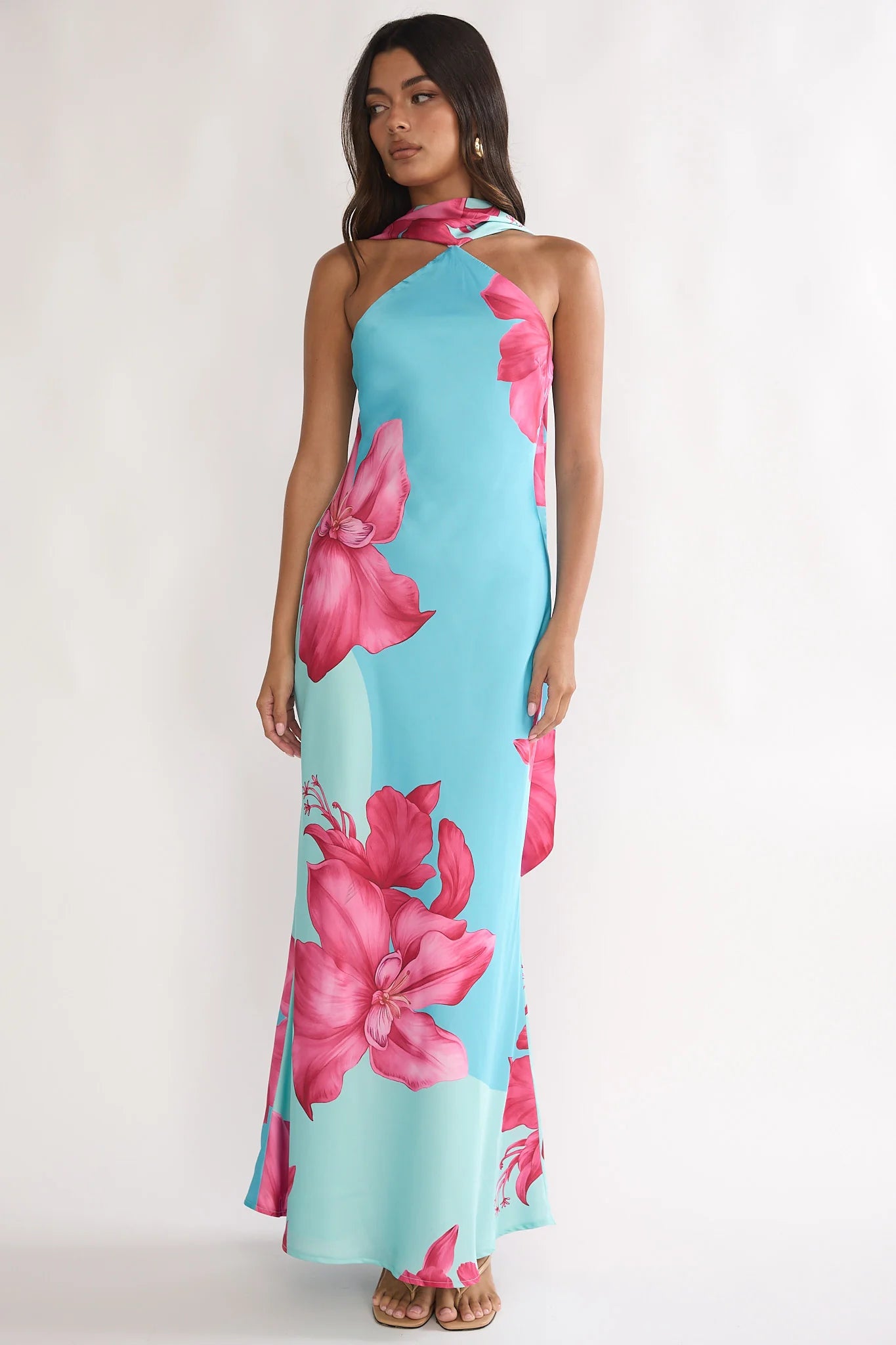 Risha Scarf Maxi Dress Lily Hot Pink