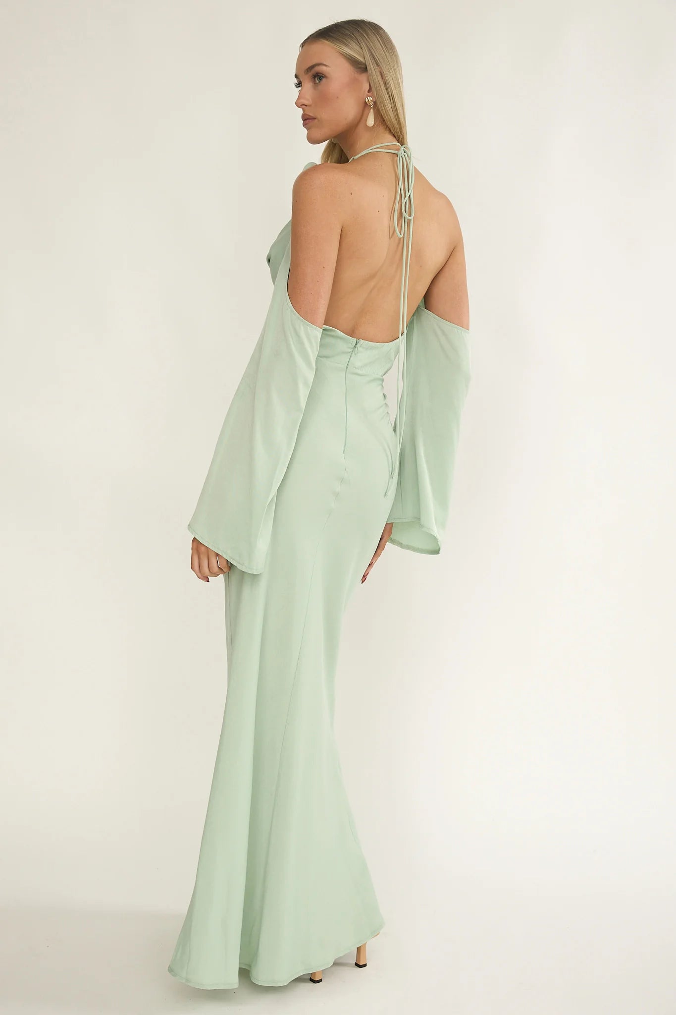 Solenne Cowl Neck Cold Shoulder Maxi Dress Sage
