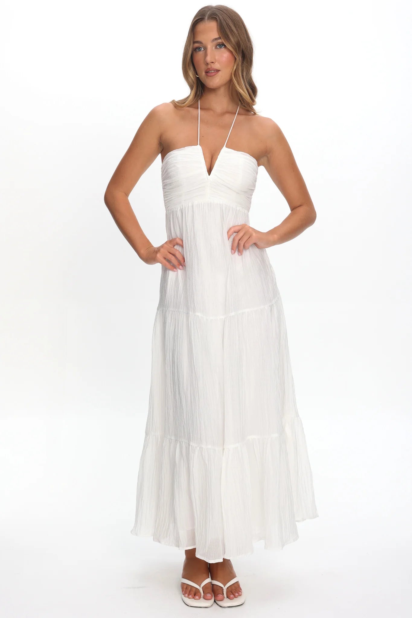 Dorelle V-Bust Halter Maxi Dress White