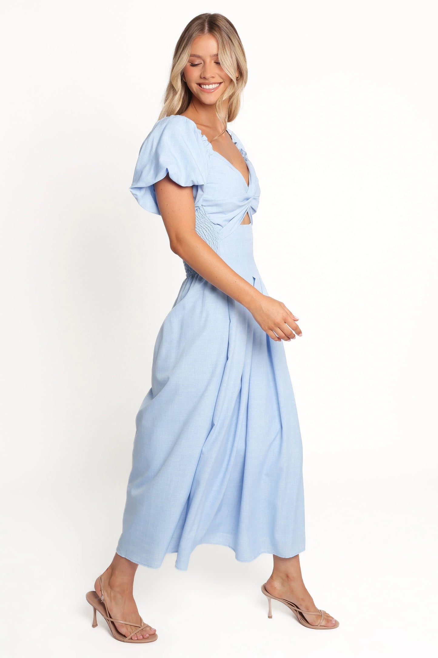 Cintra Puff Sleeve Maxi Dress - Blue