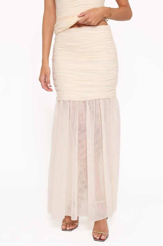 Susan Mesh Drop Waist Skirt - Yellow