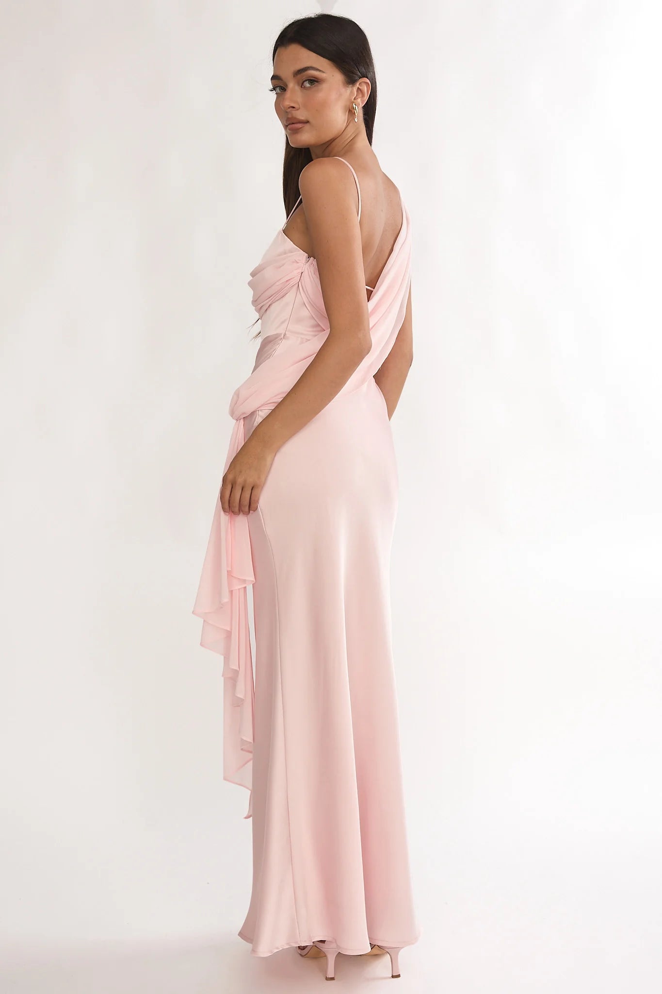 Doloros Drape Accent Maxi Dress Pink