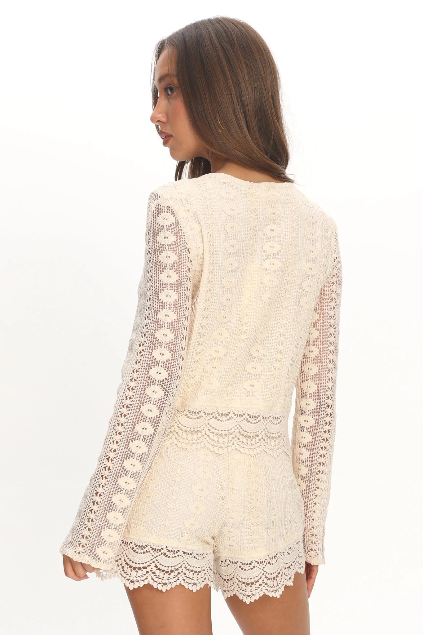 Perrine Lace Tie Front Top Oat