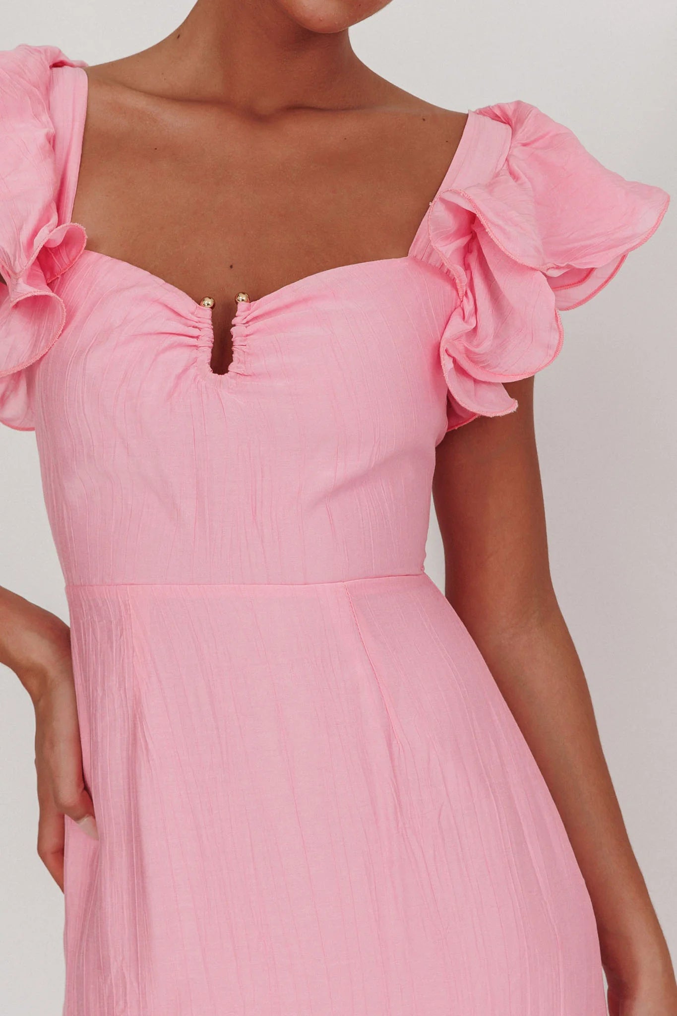 Sunday Dreams Ruffle Strap Maxi Dress Pink