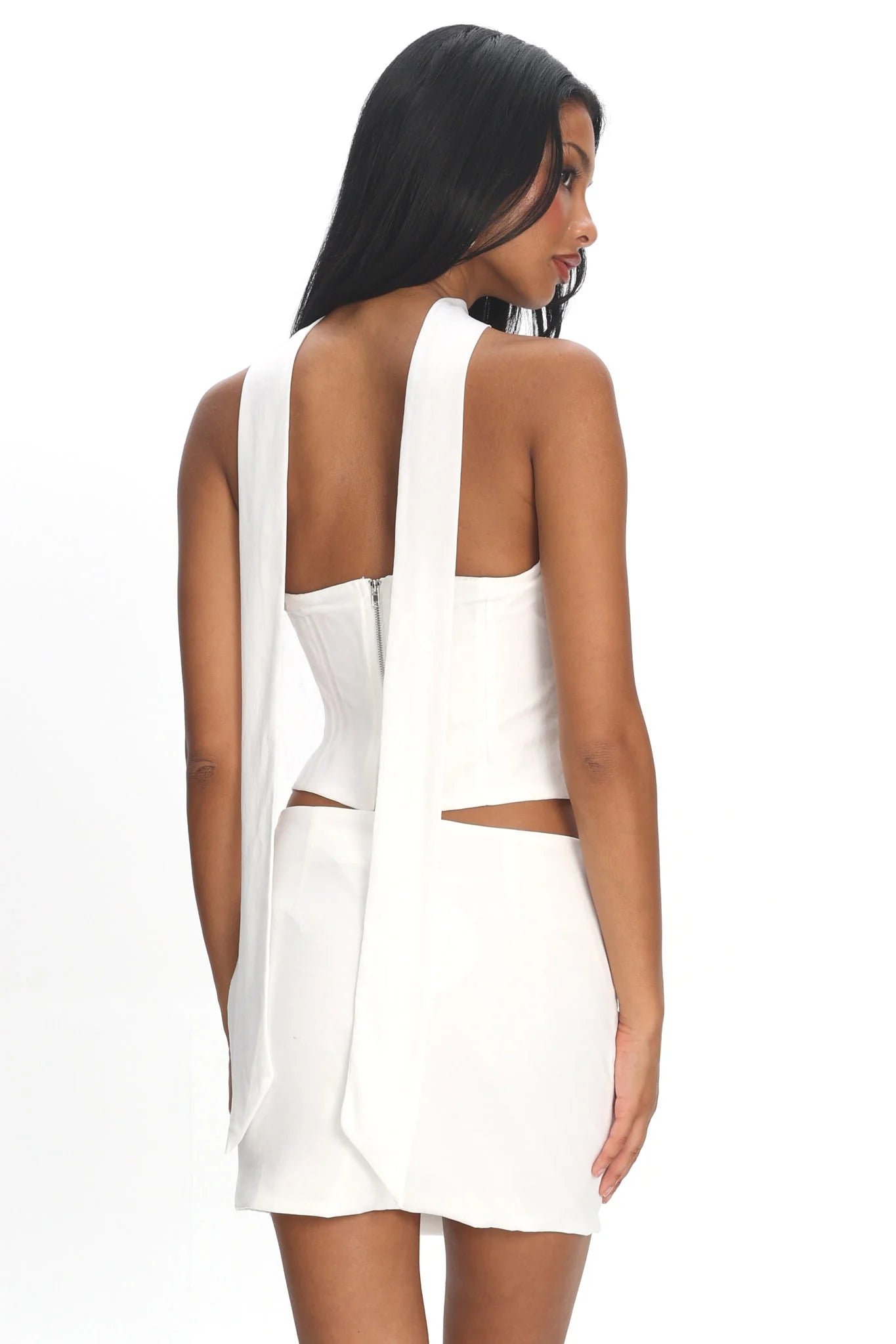 Charise Strapless Neck Tie Top Ivory