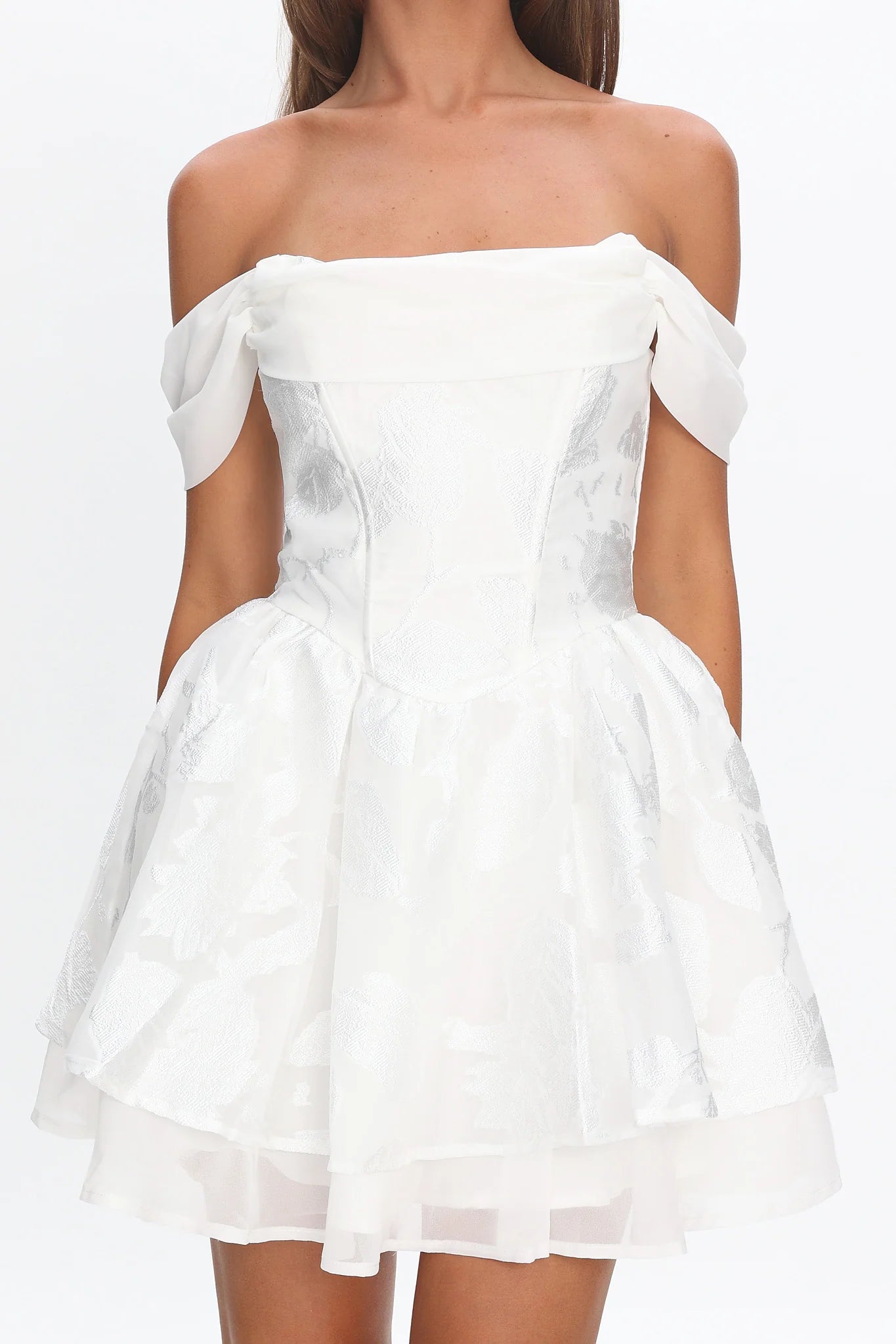 Lusting Off Shoulder Mini Dress White