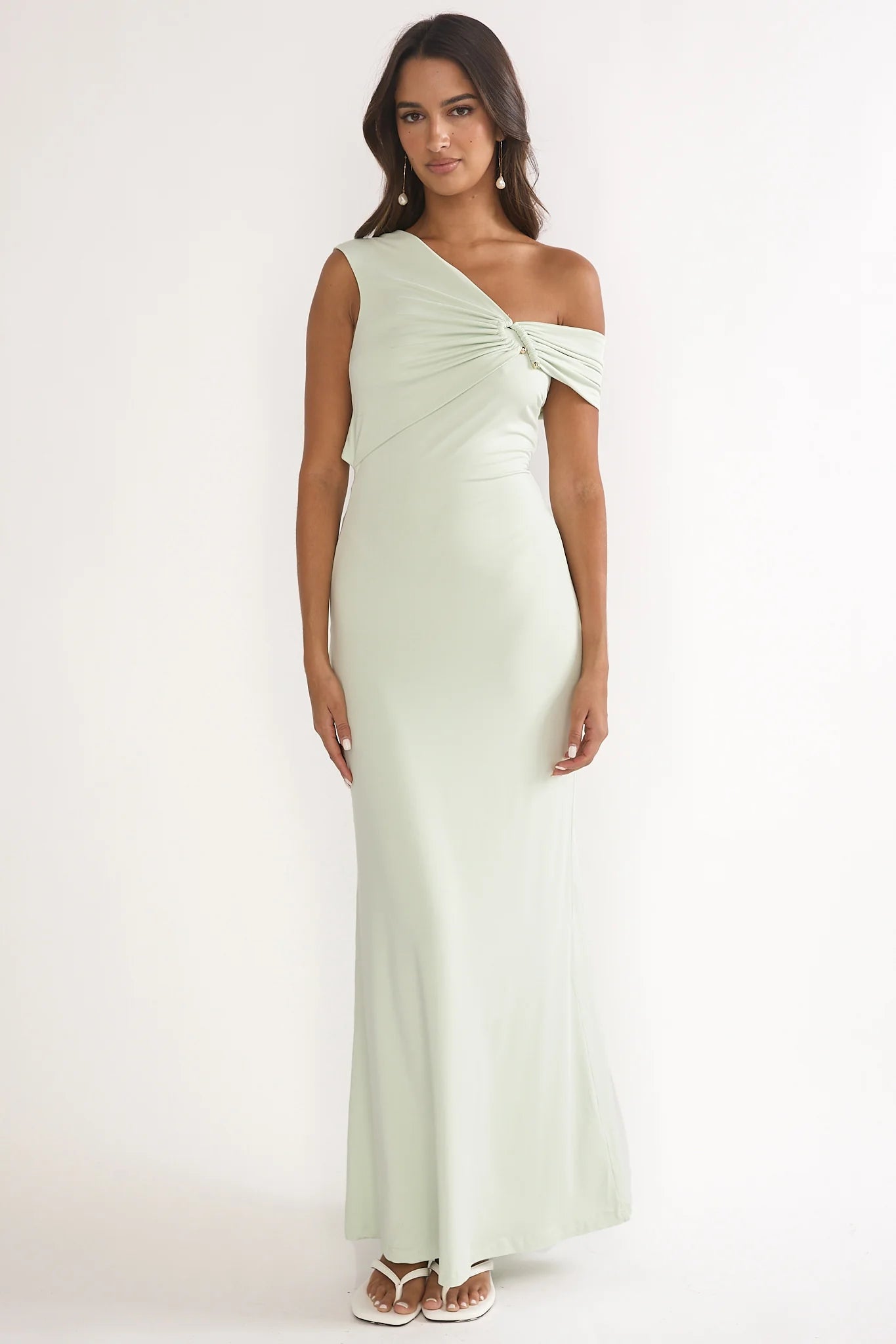 Tilda Asymmetric Neckline Maxi Dress Sage